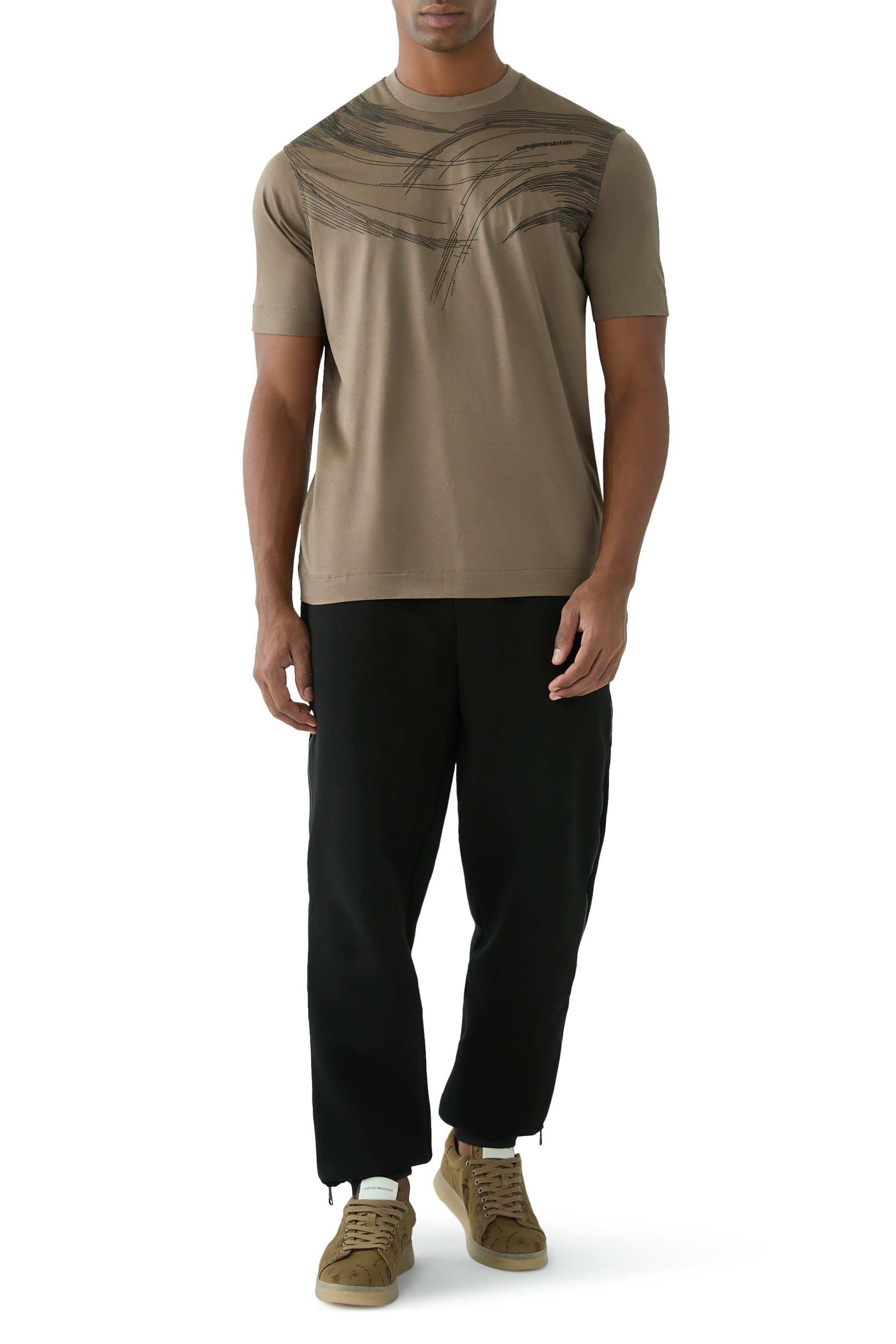 بنطال رياضي بشعار الماركة قطن