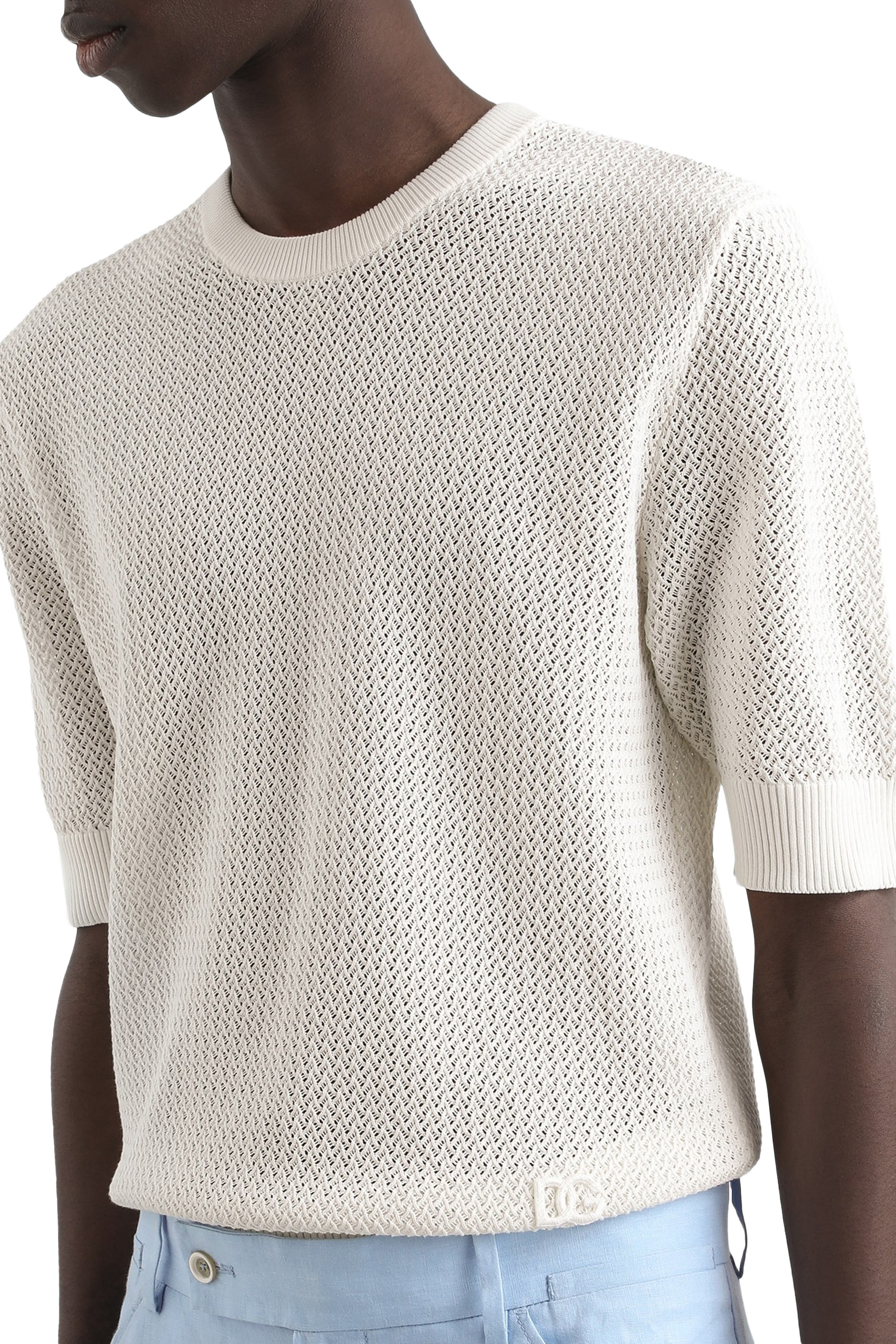 كنزة بياقة ضيقة قطن