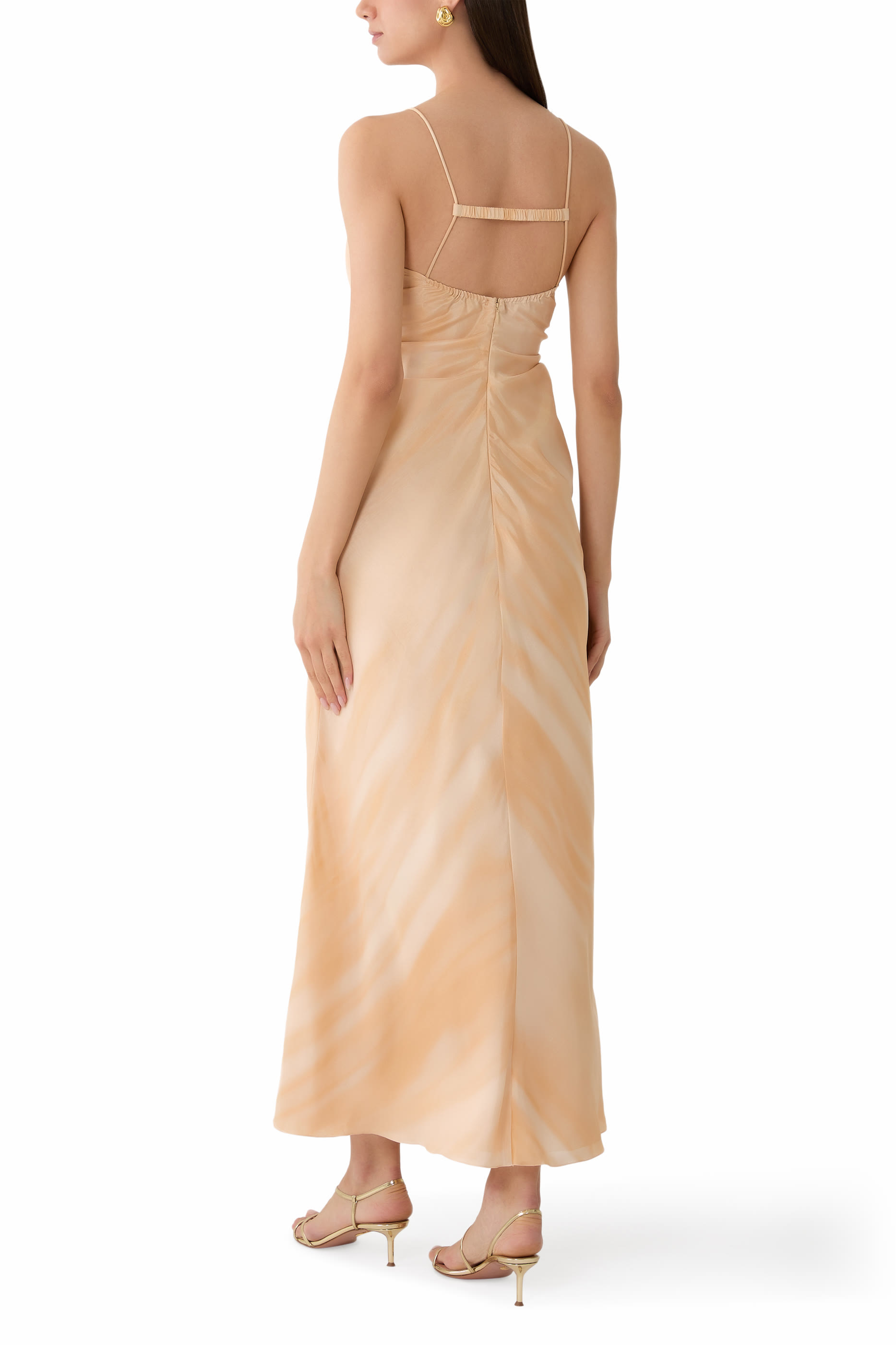 فستان قماش بونجي بنقشة باهتة حرير