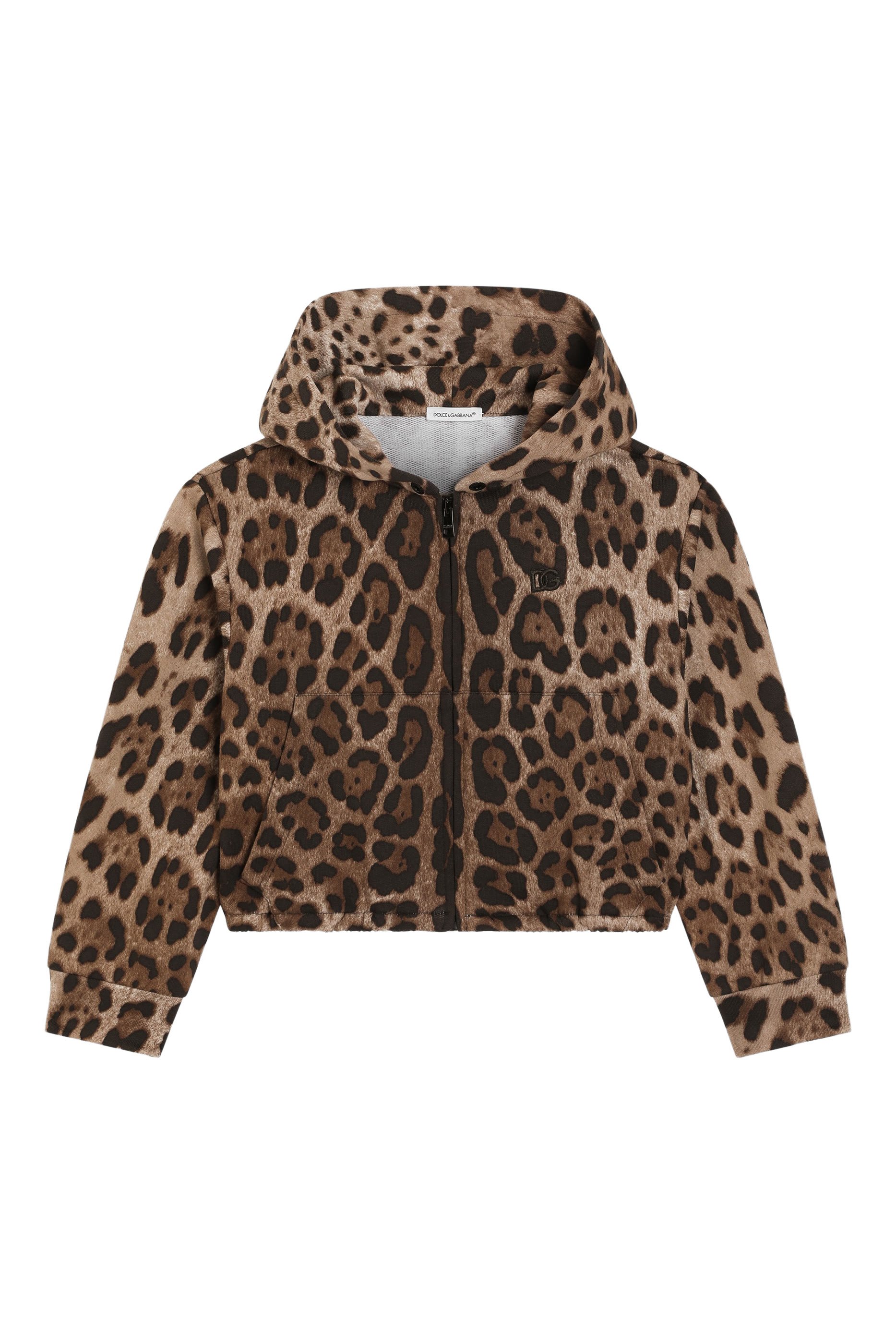 سويت شيرت بغطاء رأس بطبعة جلد نمر للأطفال