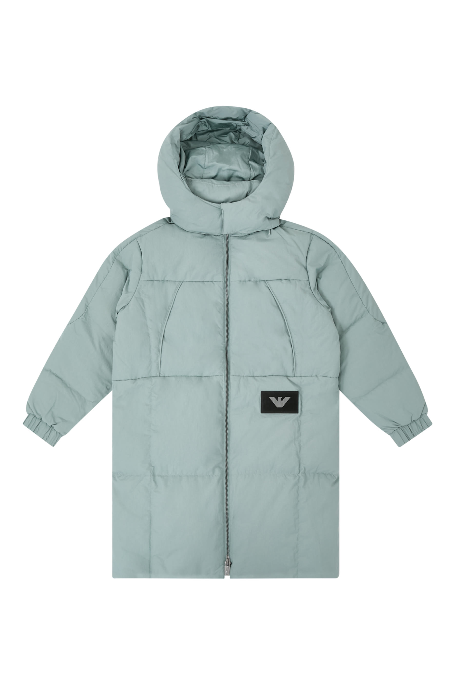 جاكيت بغطاء رأس ورقعة شعار الماركة للأطفال بحجم كبير للأطفال