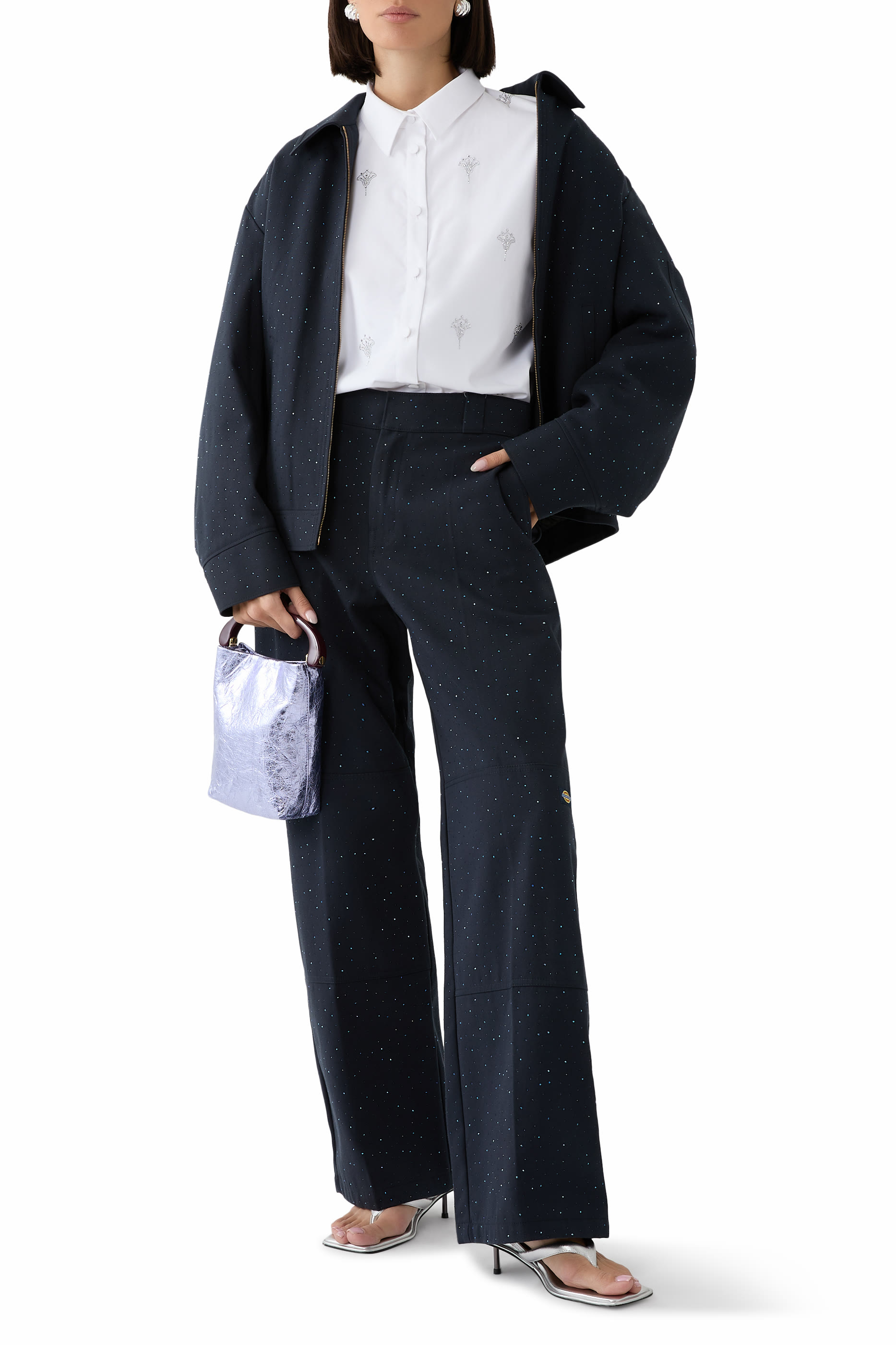 بنطال ووركوير مرصع بأحجار راين