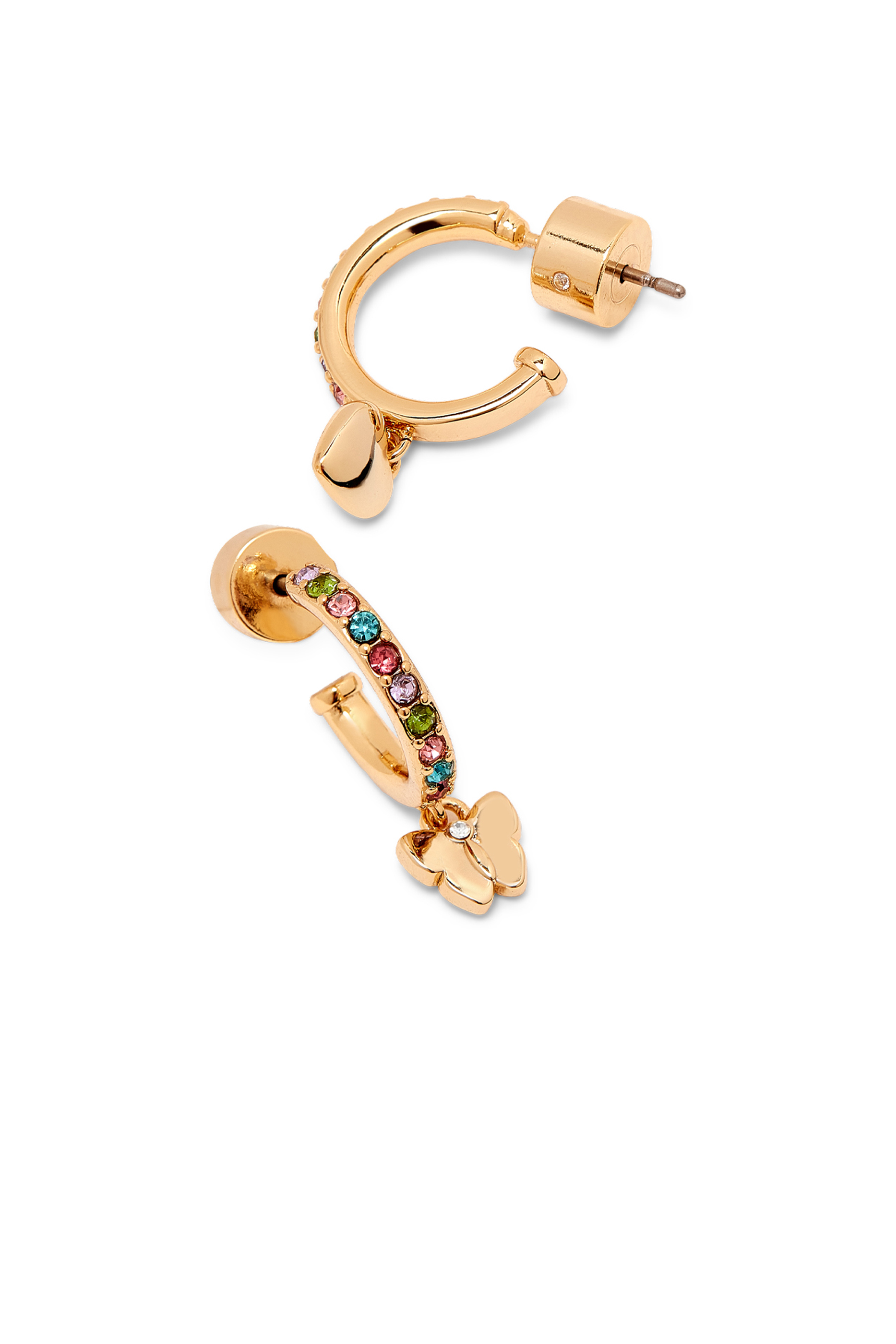 أقراط هاجي بحلية بتصميم فراشة مرصعة بكريستال، نحاس مطلي