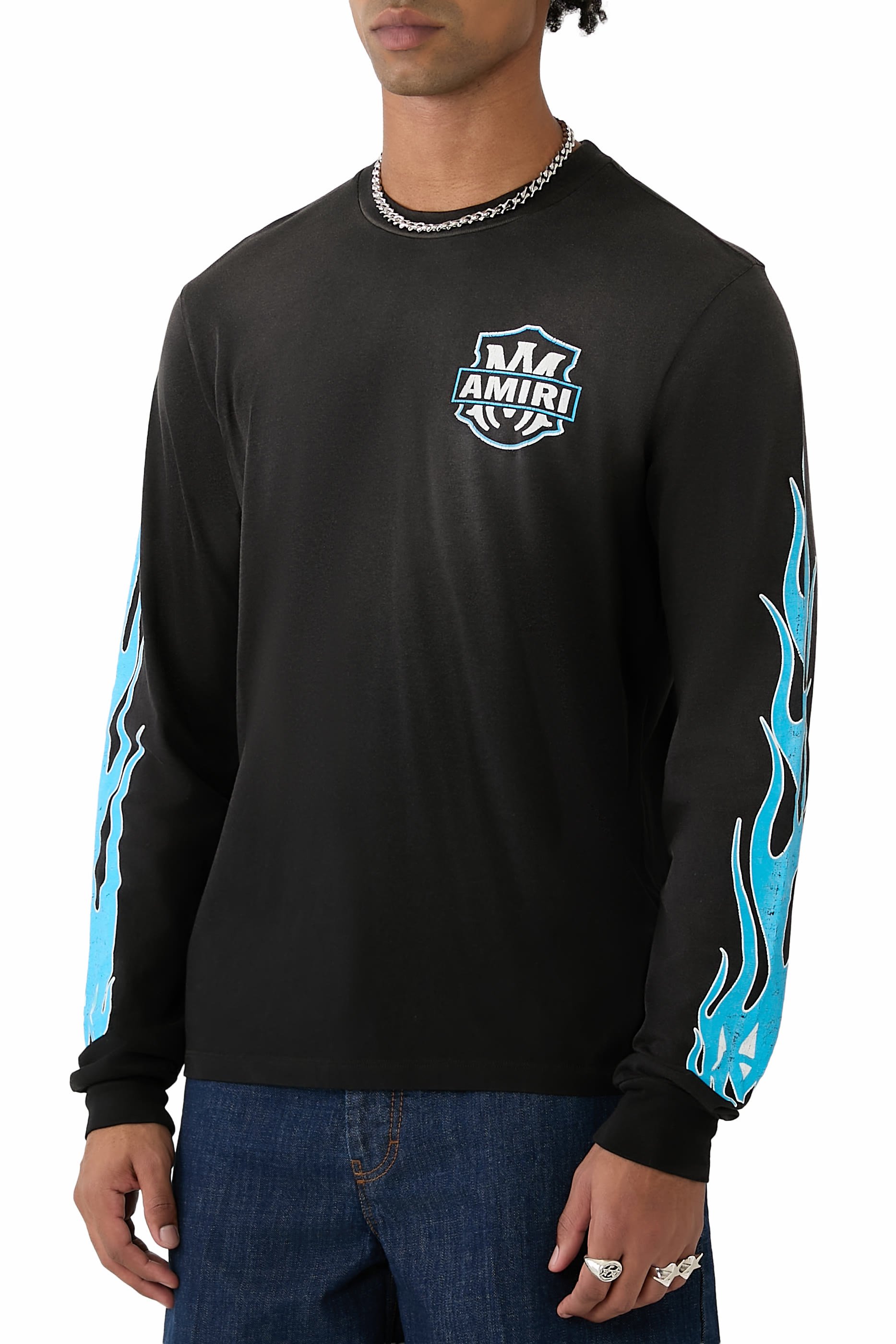 تيشيرت بطبعة لهب ونسر غرافيكية