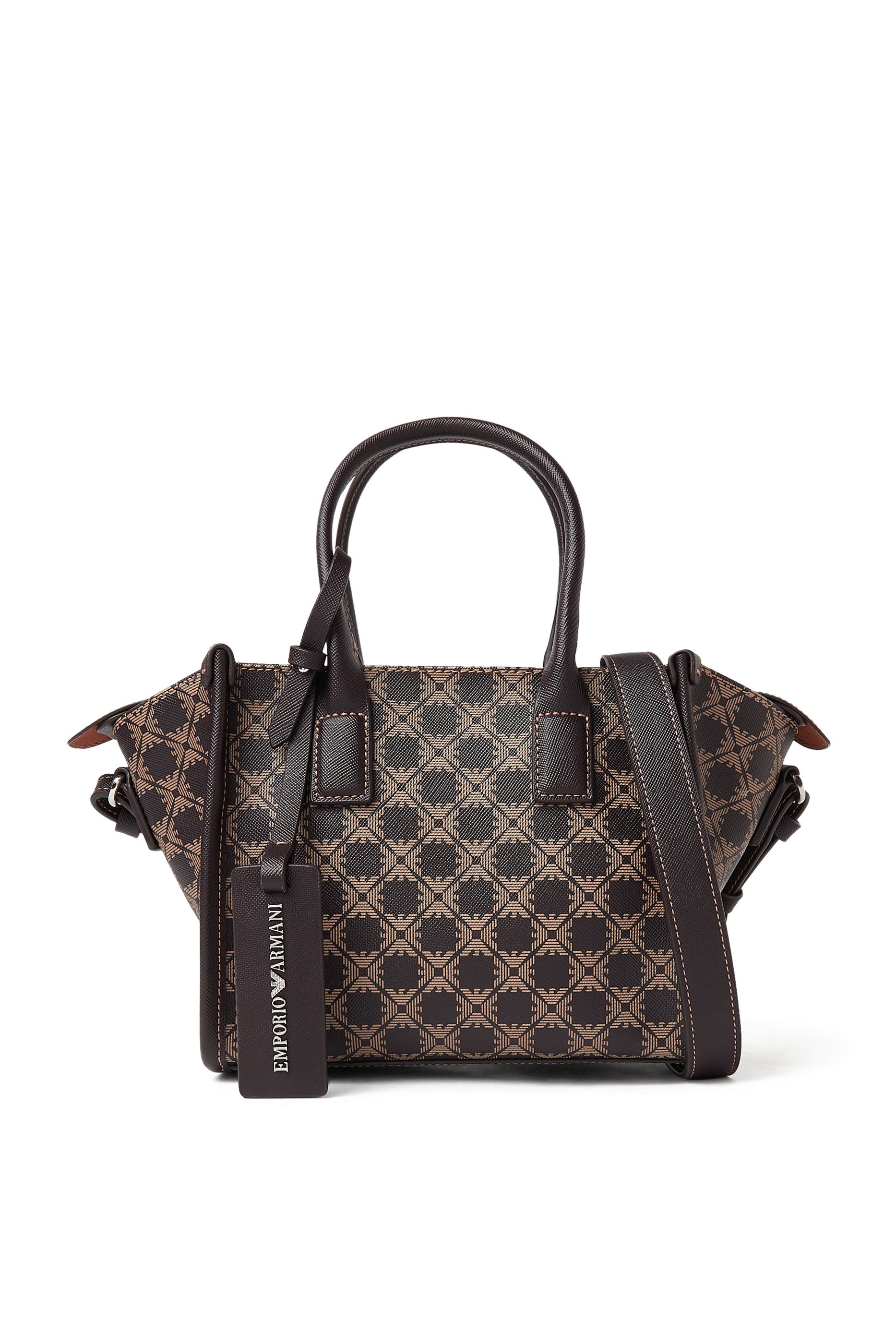 حقيبة بيد علوية مزينة بشعار الماركة