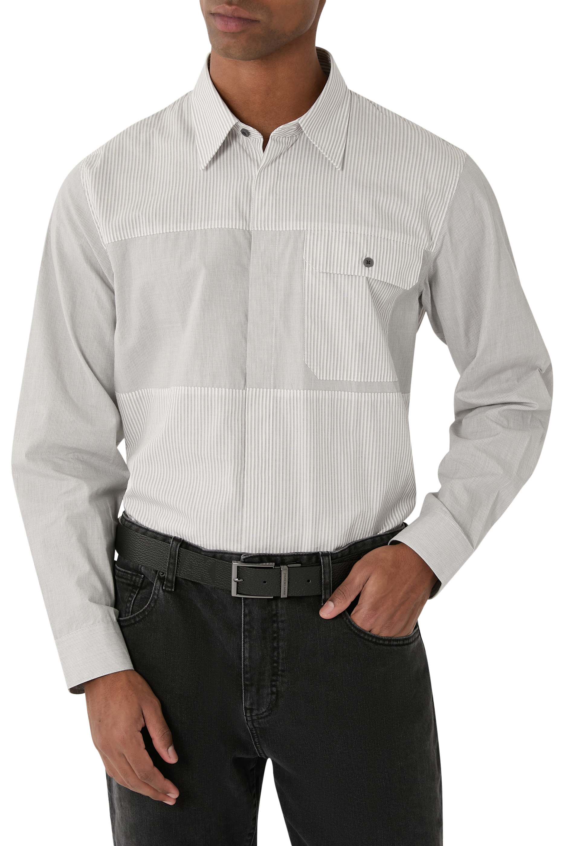 حزام بنقشة شعار الماركة جلد