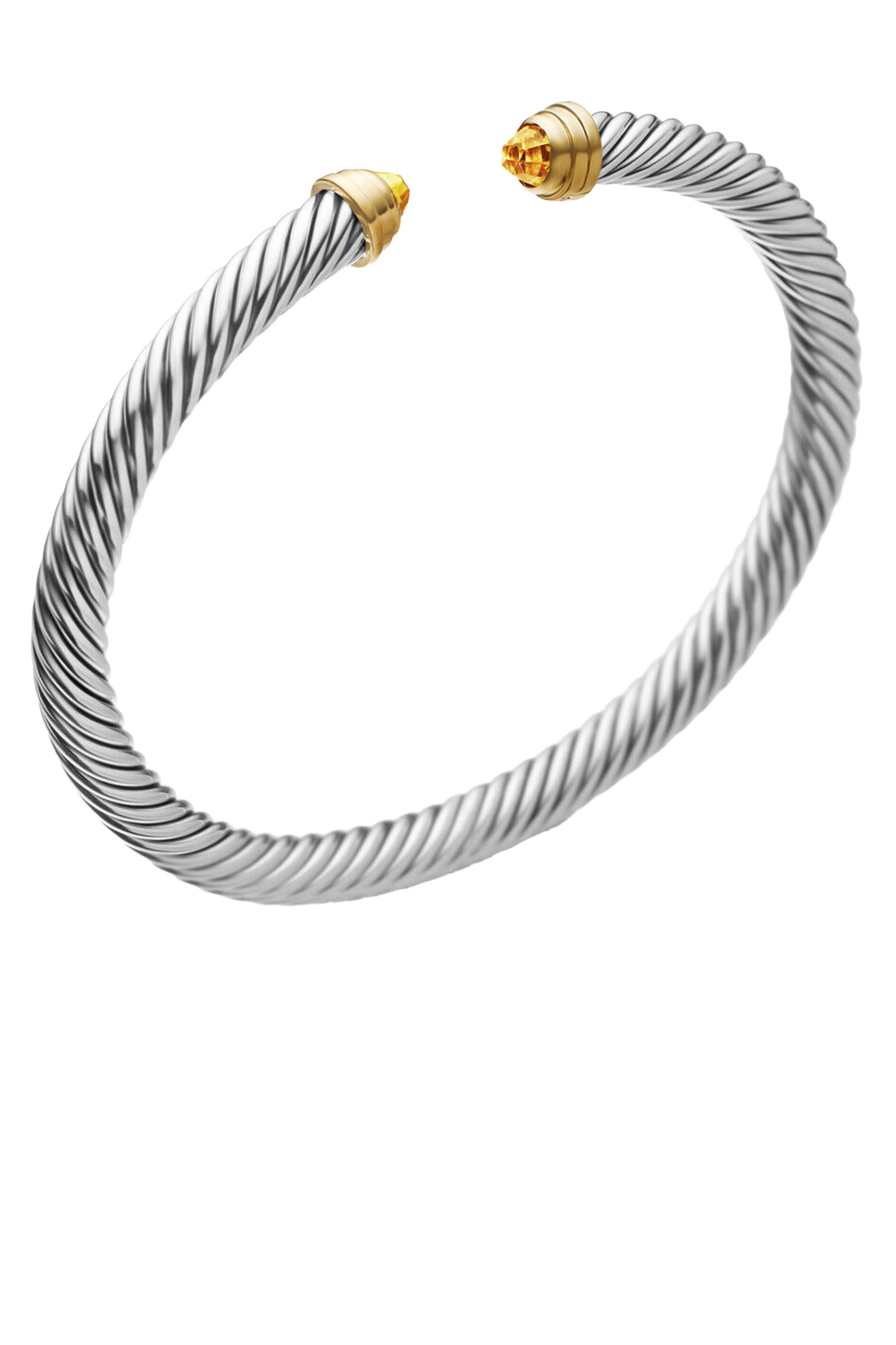 سوار كلاسيكي بتصميم كابل مرصع بحجر السترين فضة إسترلينية وذهب أصفر عيار 18