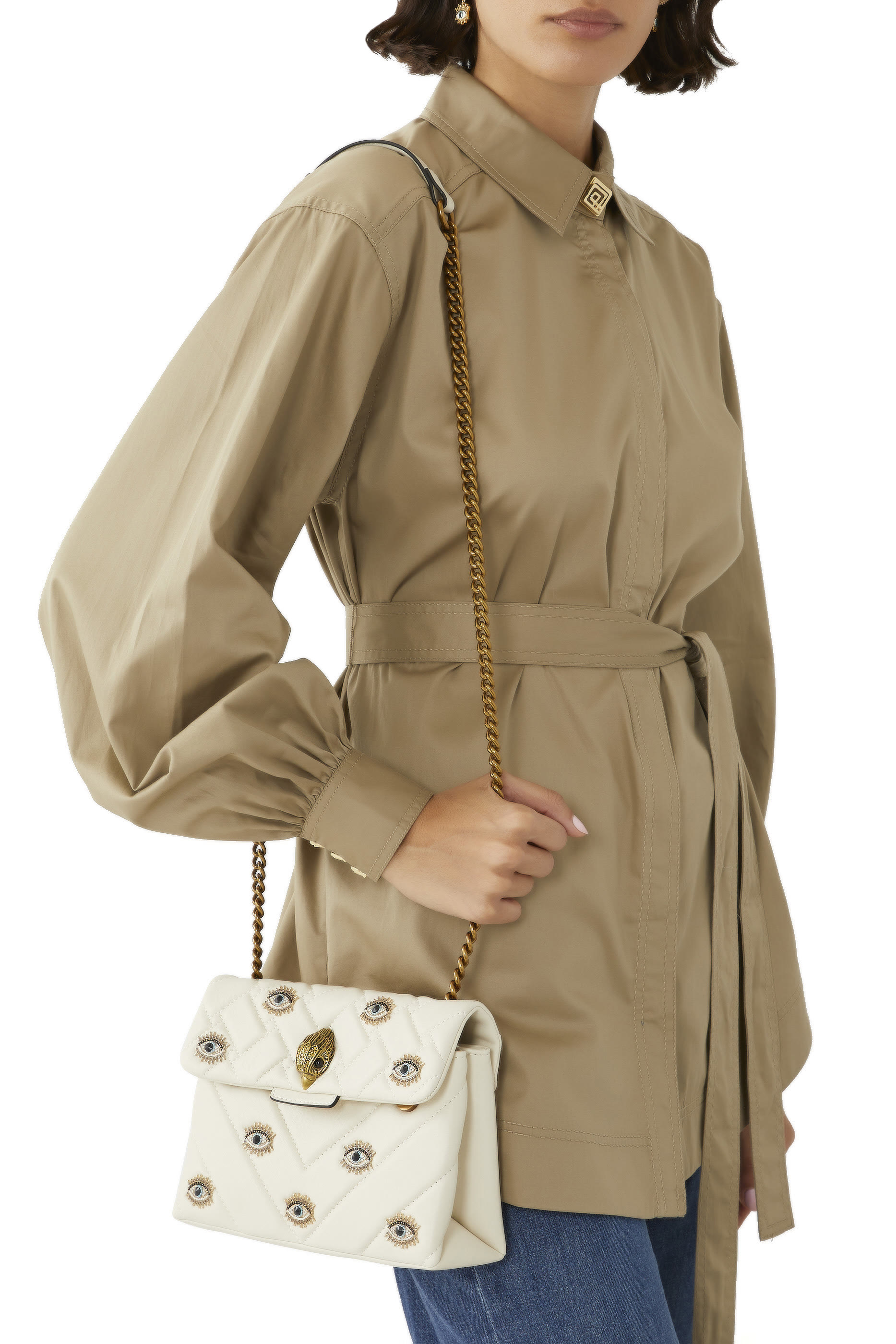 حقيبة كتف كنسينغتون متوسطة مزينة بعين