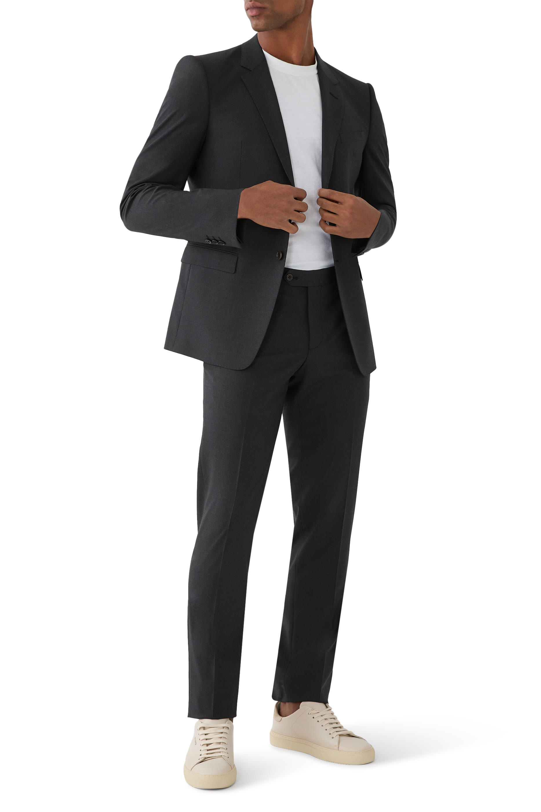 بدلة بصف أزرار صوف بكر