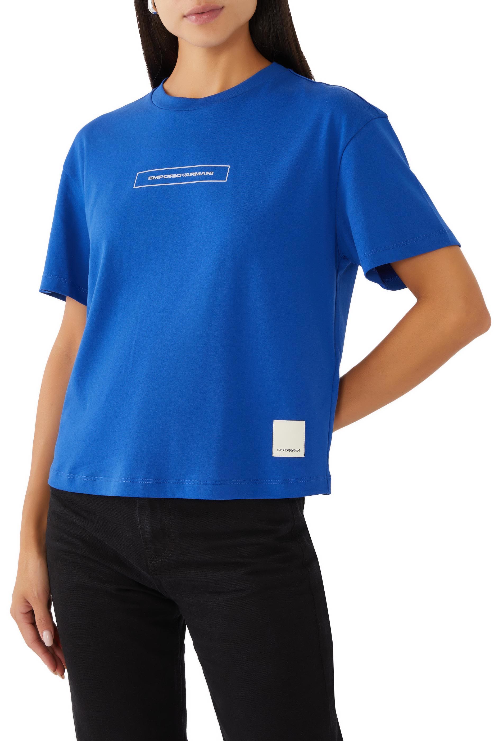 تيشيرت بطبعات شعار الماركة قطن