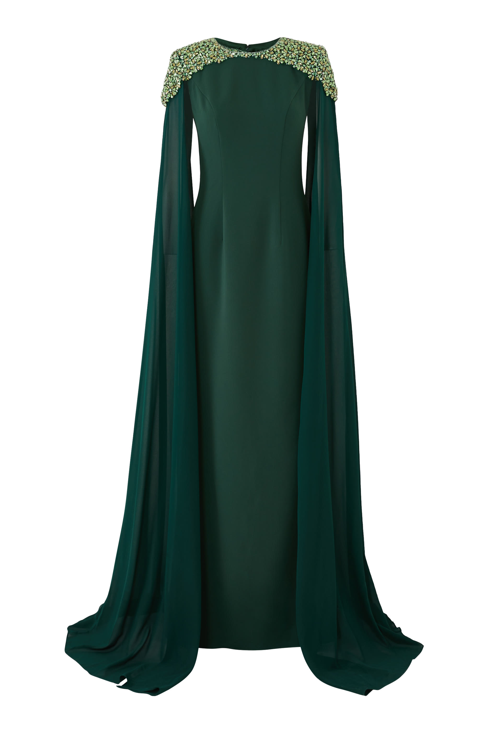 فستان سهرة بكتفين مطرز