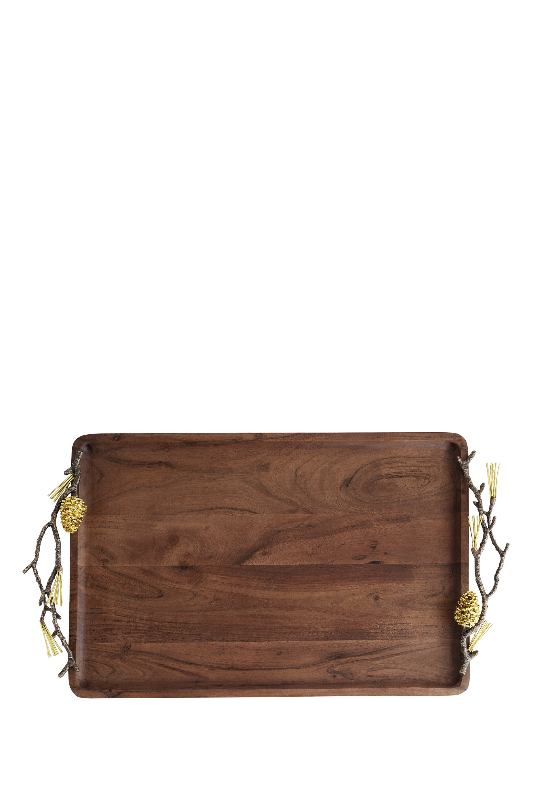 صينية خشبية متوسطة مزينة بالصنوبر