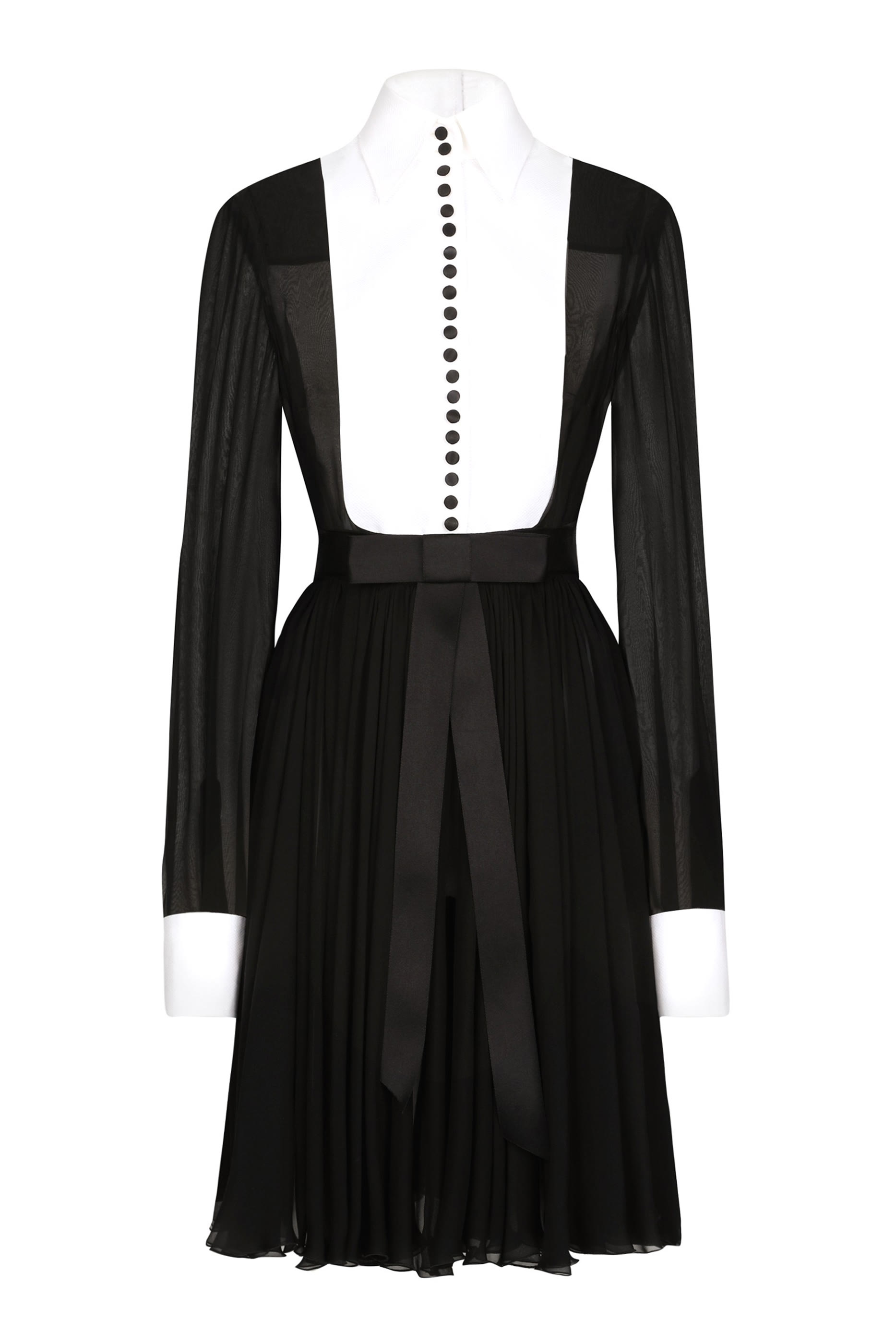 فستان متوسط الطول بتصميم قميص شيفون