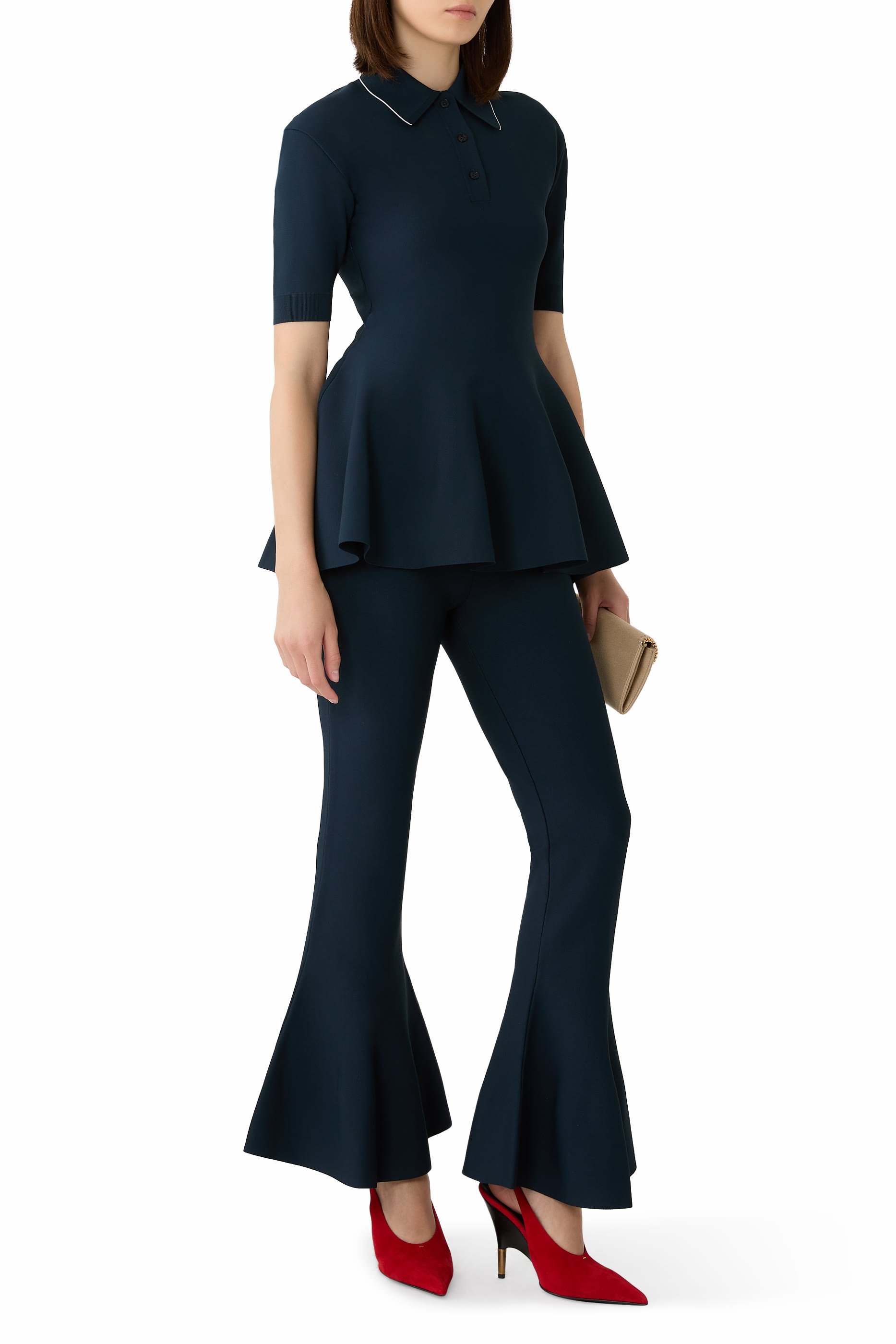 Compact Knit Peplum Trousers