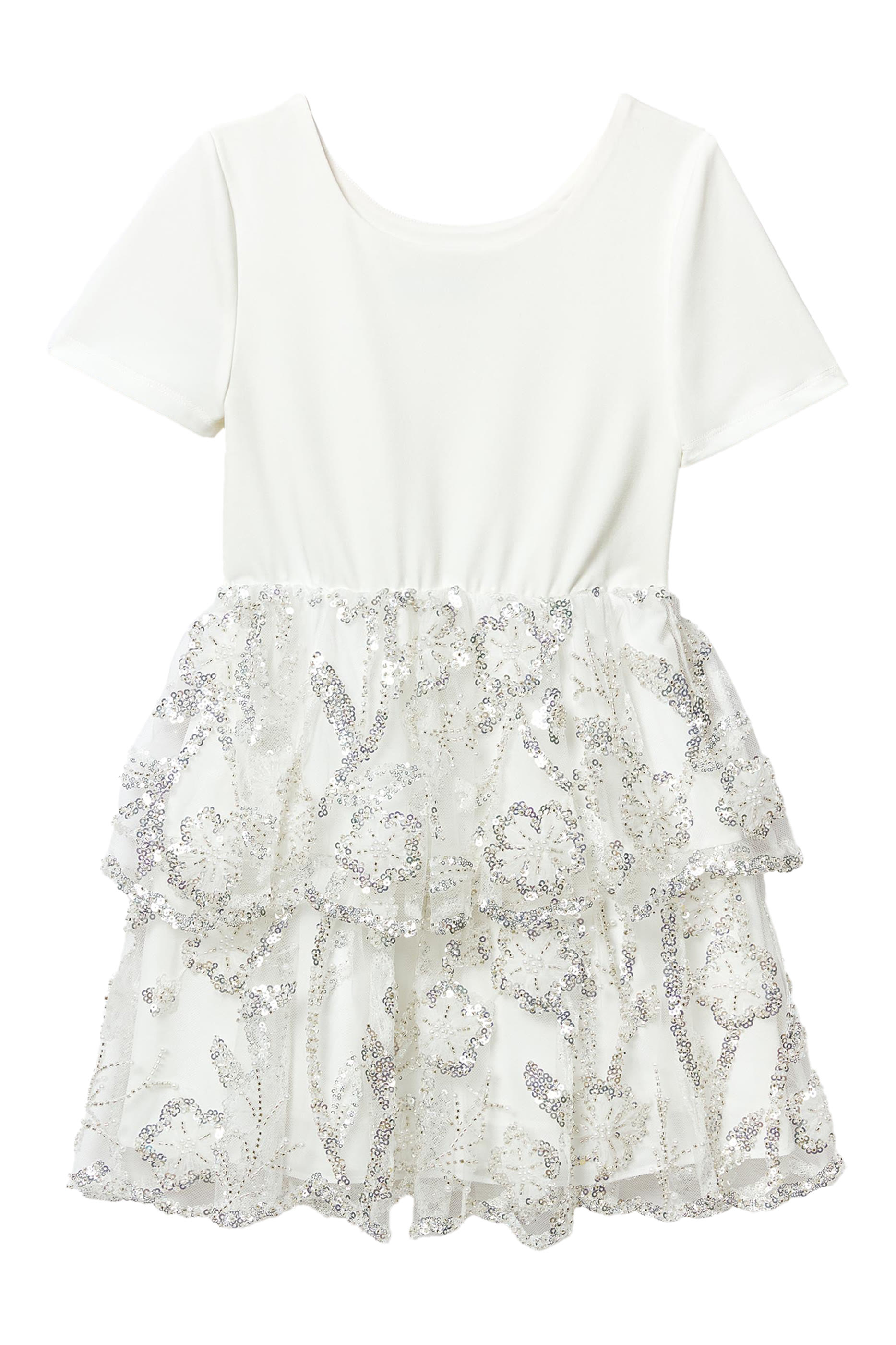 فستان قصير جيرسيه تول مطرز بالترتر للأطفال