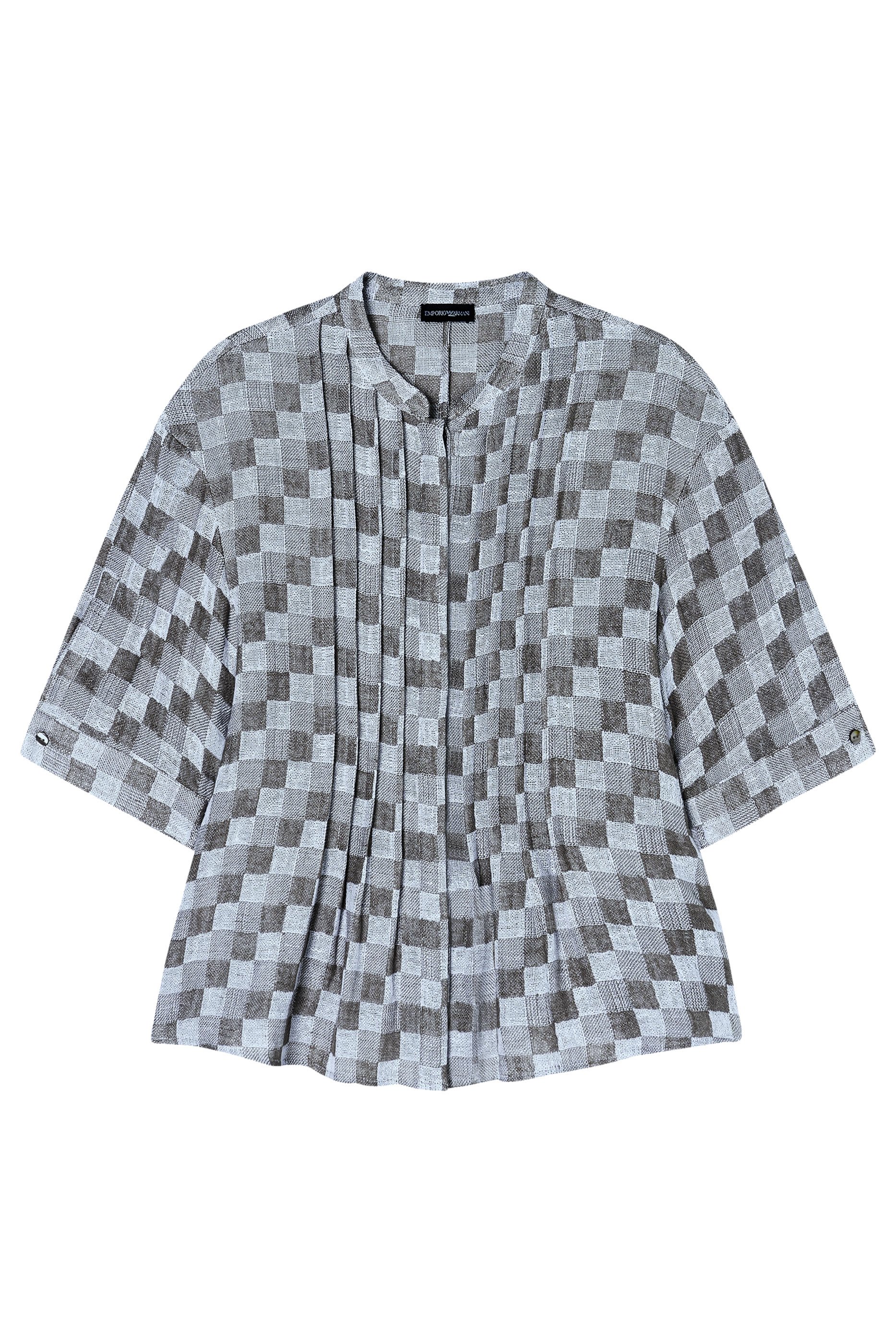 Check Linen Gauze Top