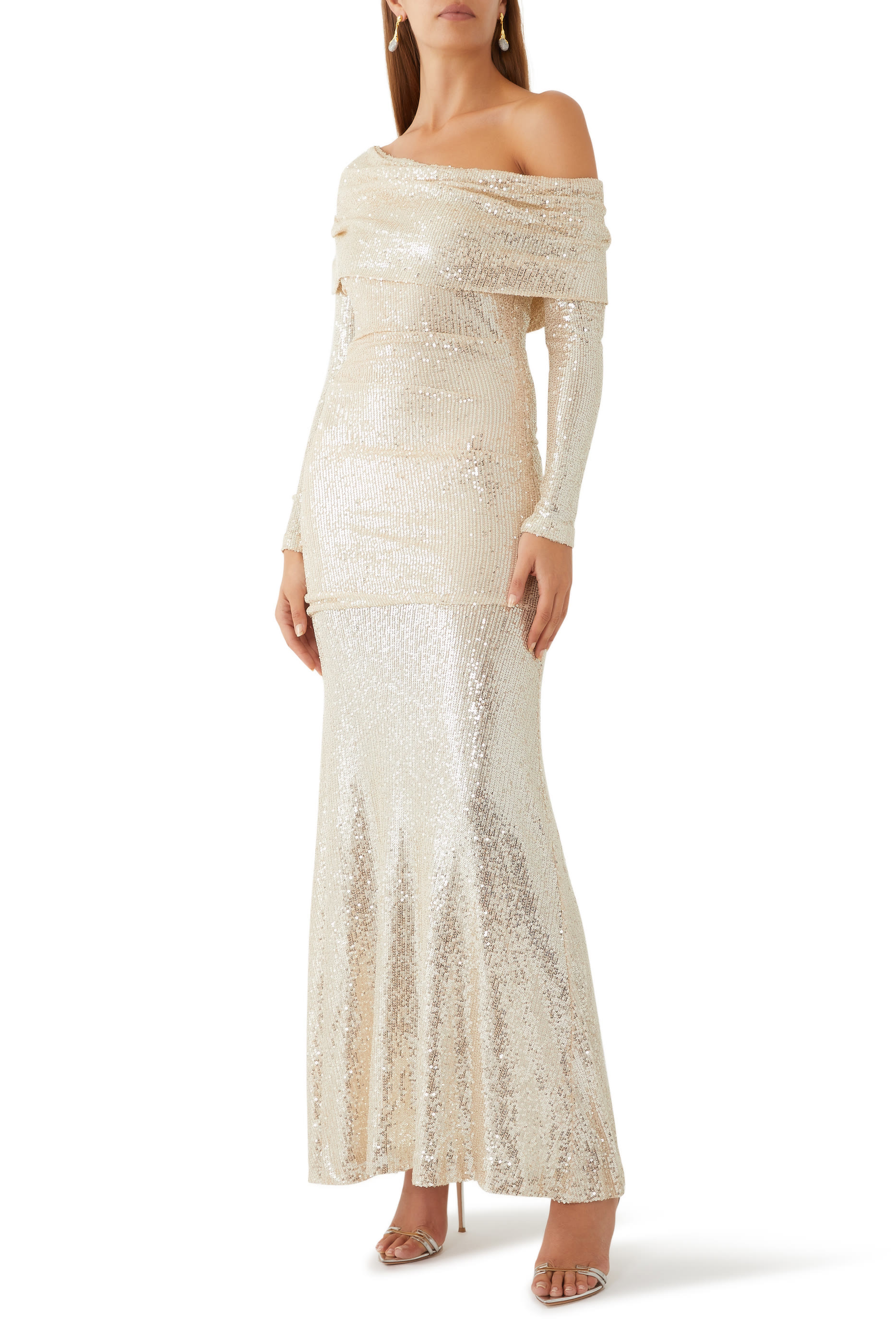 فستان سهرة نوفا بطول الكاحل بكتف واحد