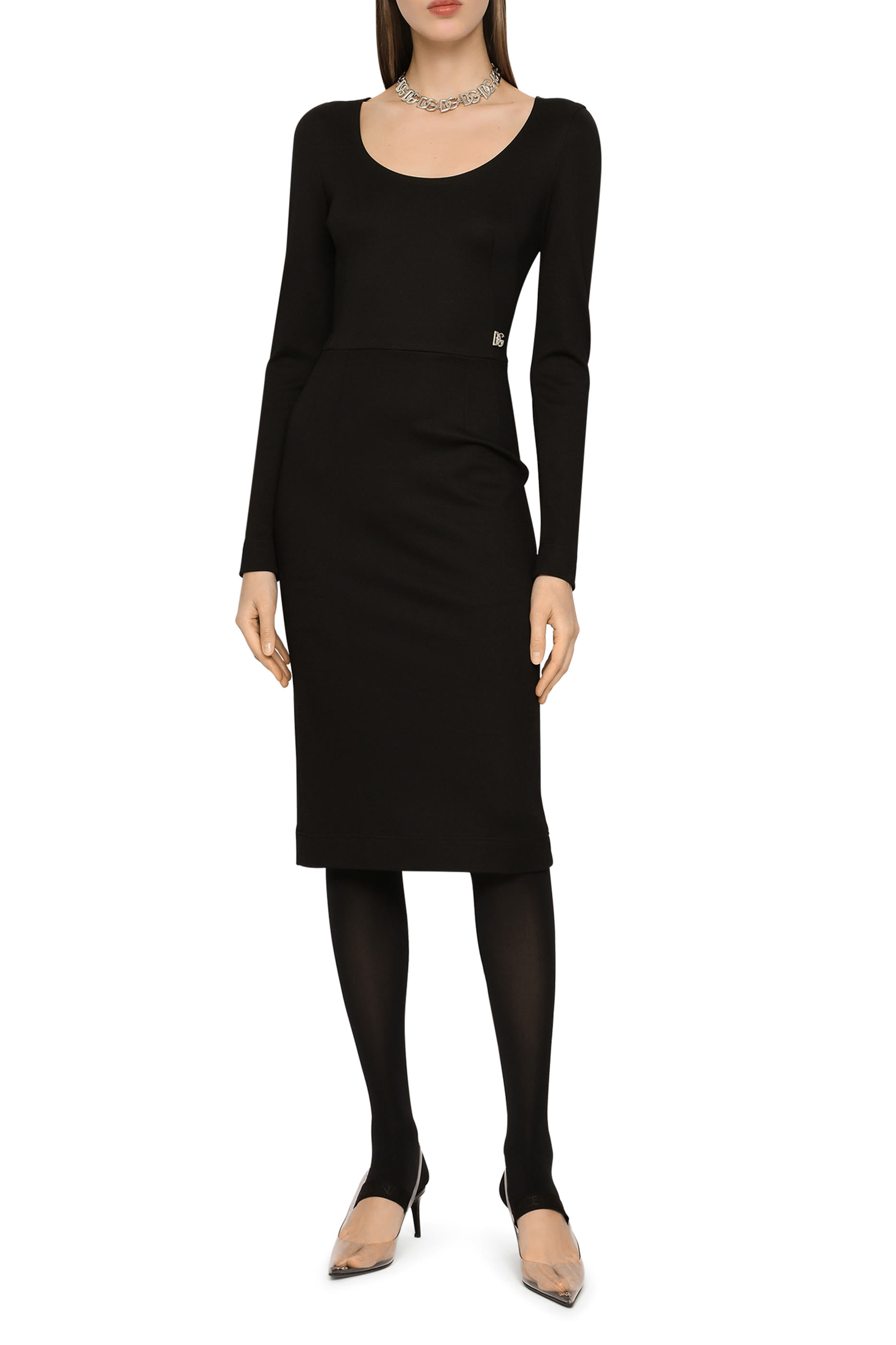 فستان ميلانو متوسط الطول بلا أكمام قماش مضلع