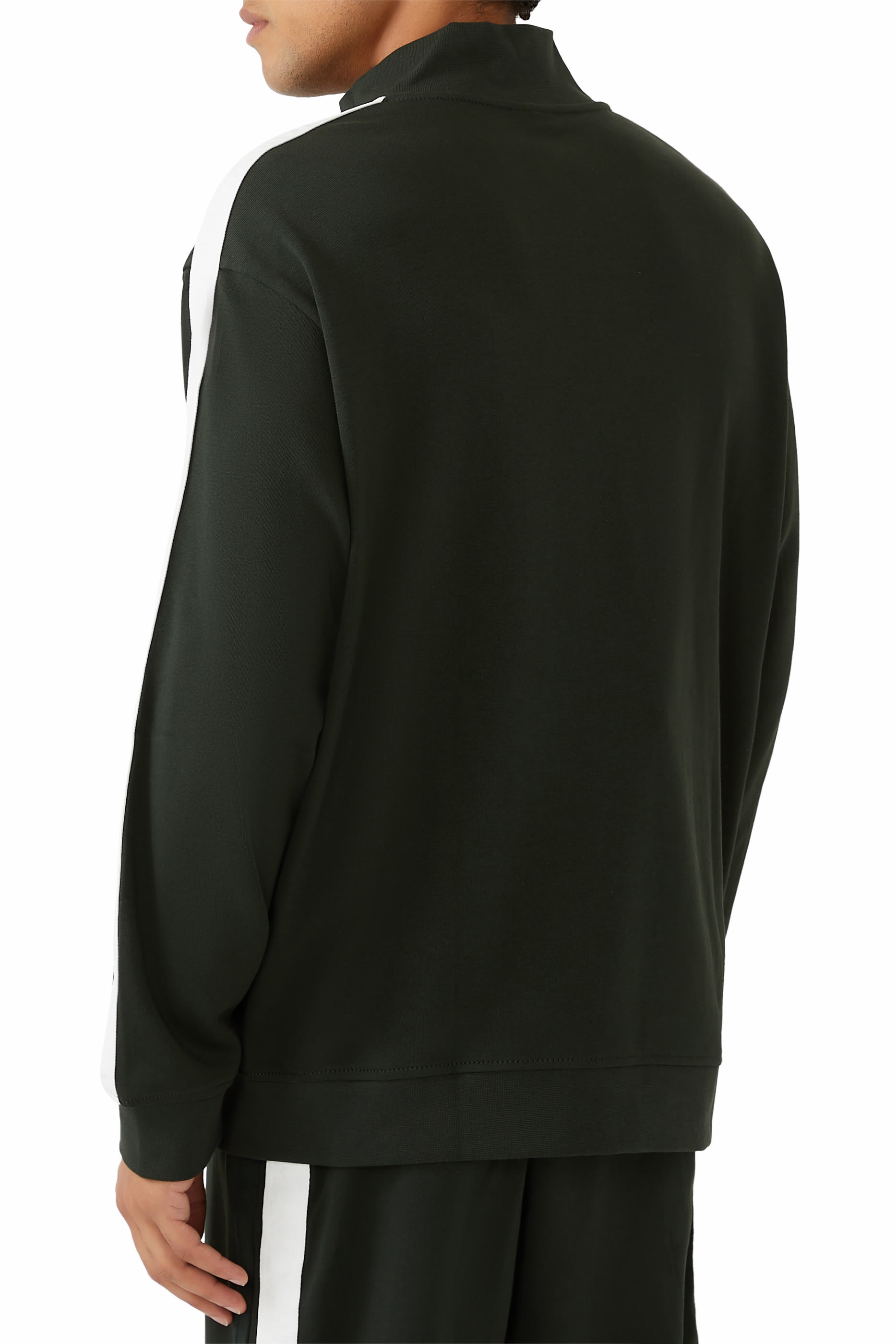 سويت شيرت بسحاب كامل وأشرطة وشعار الماركة