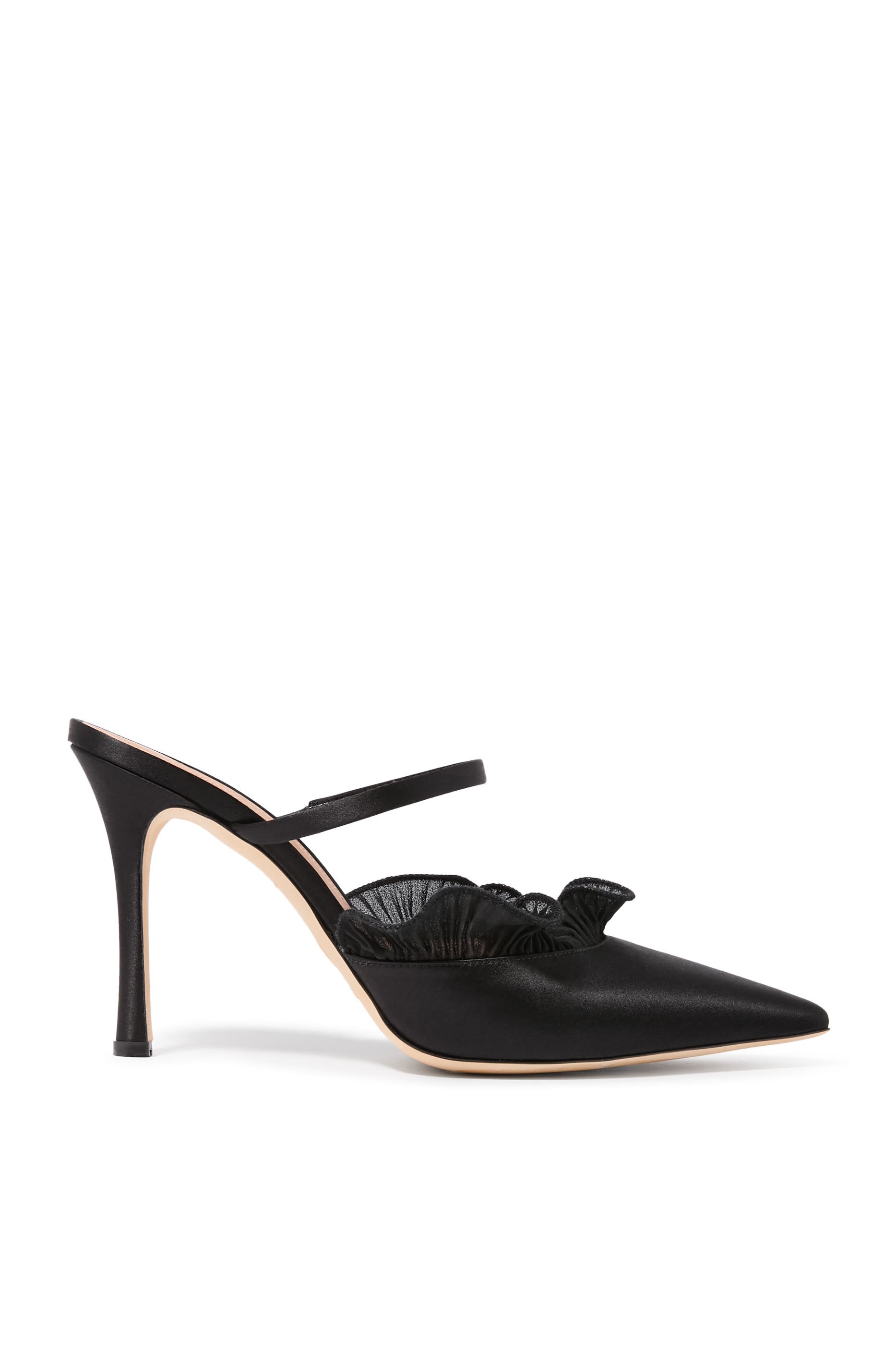 Cecile Satin Heeled Mules