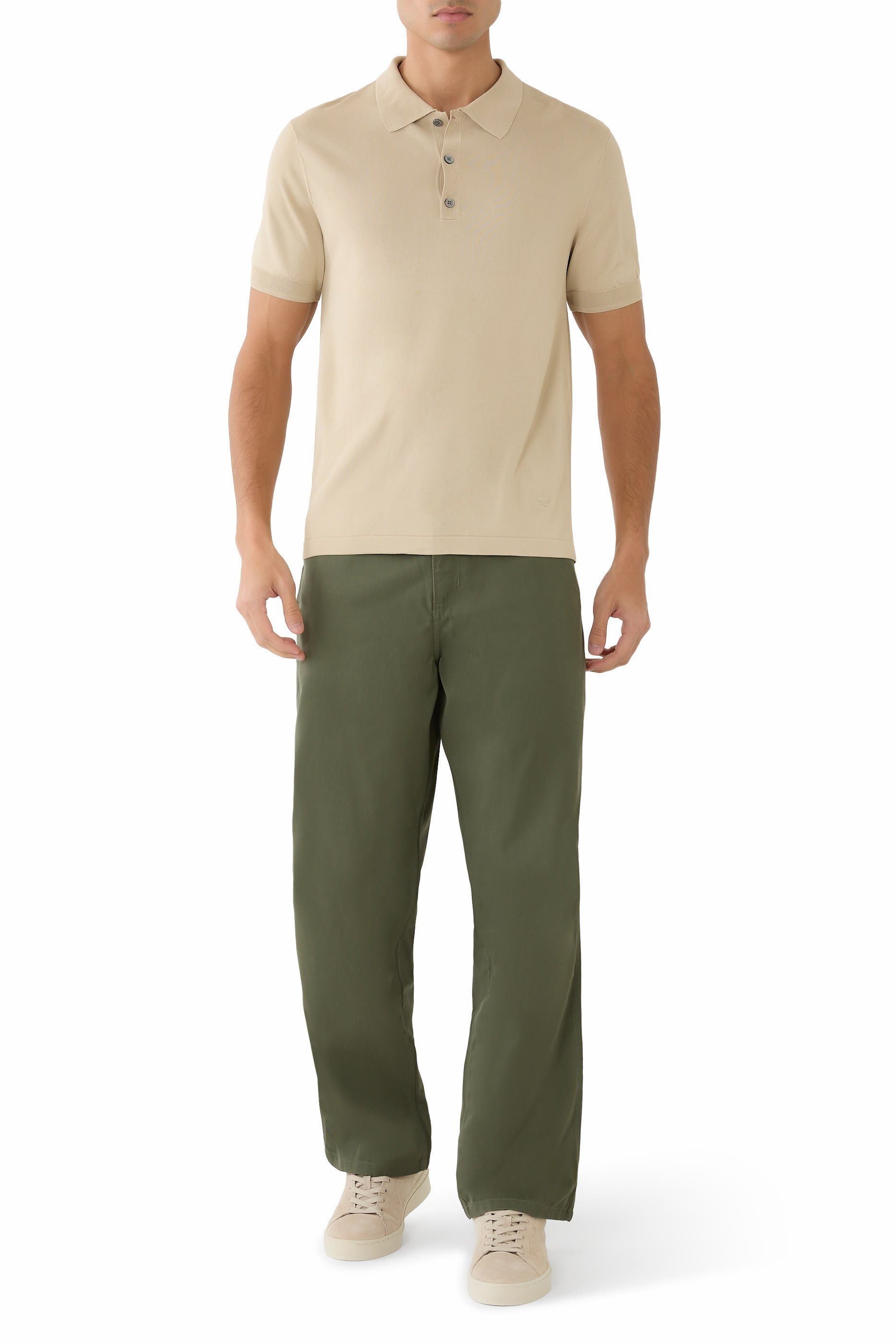 قميص بولو منسوج بشعار الماركة