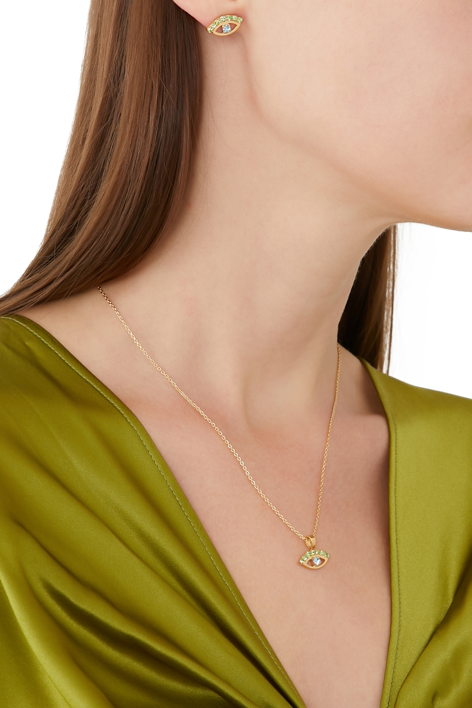 أقراط صغيرة بتصميم عين يونانية