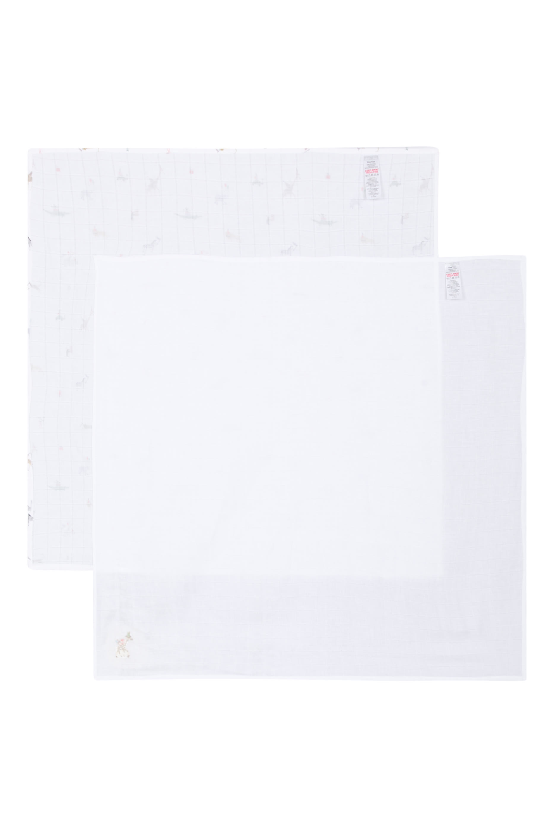 طقم موسلين بنقشة حيوانات مرحة قطن عضوي  للأطفال، قطعتين