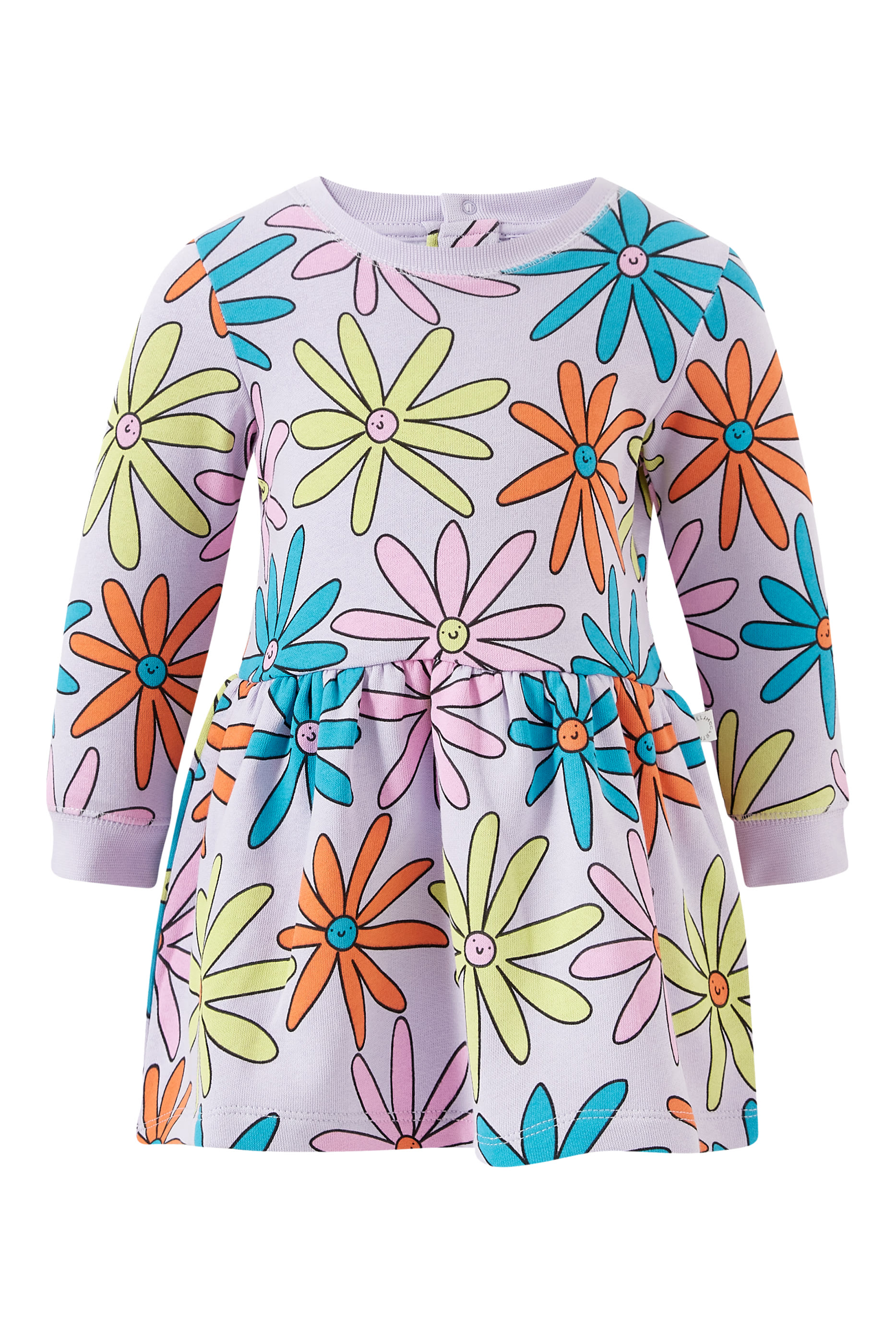 فستان بأكمام طويلة ونقشة زهور للأطفال