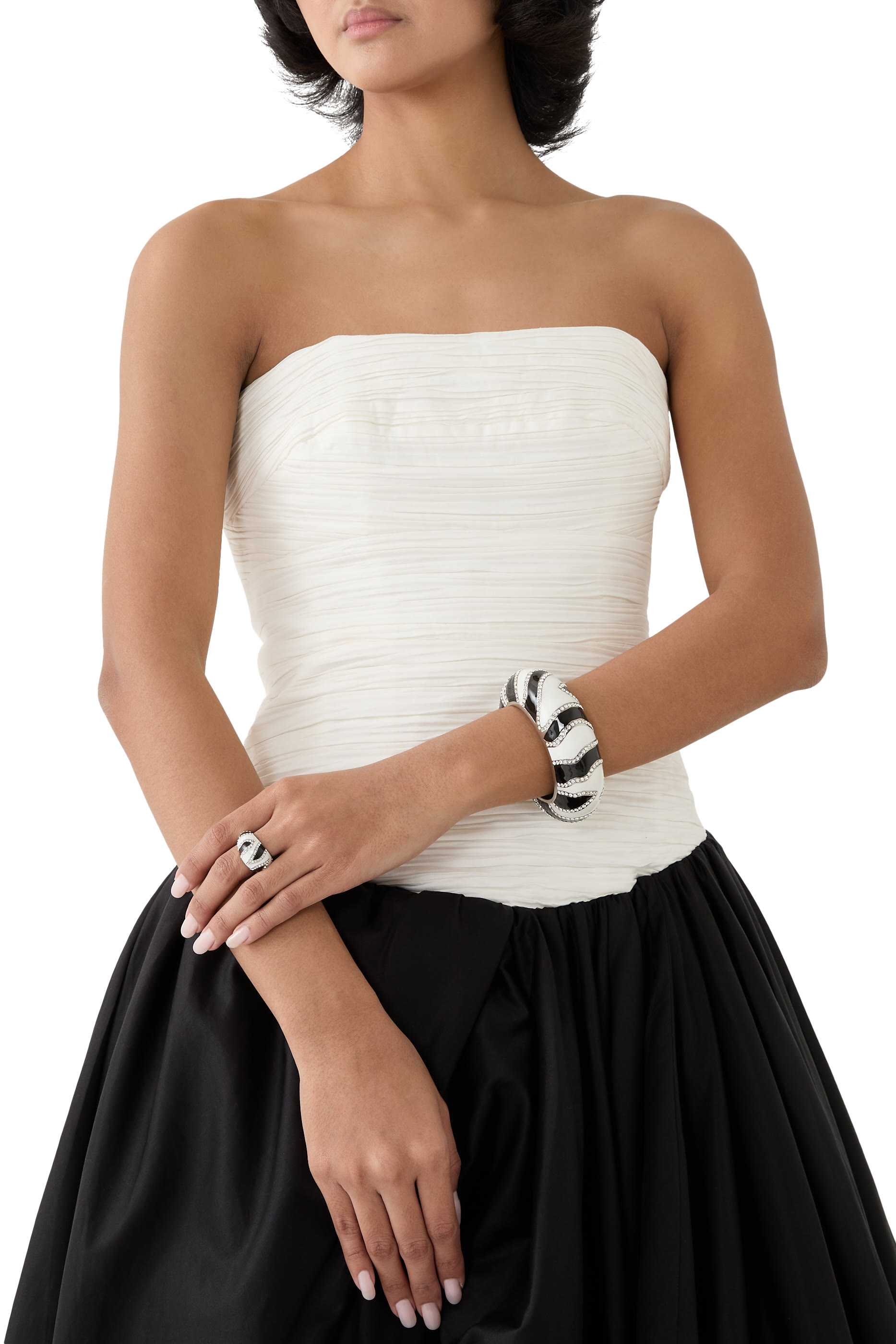 سوار لا كرواسير بنقشة زيبرا وأحجار الراين، نحاس ومينا