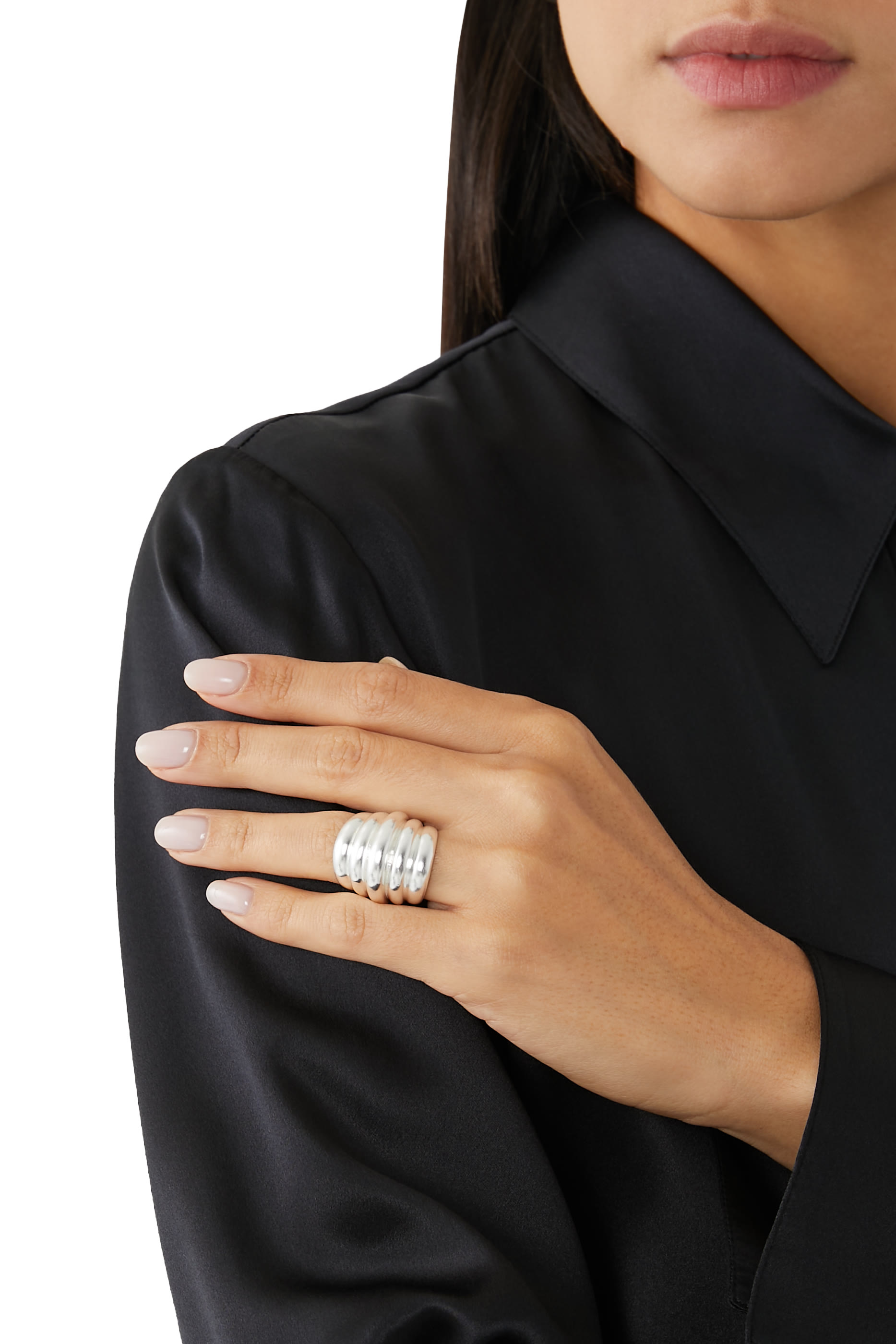 خاتم ريبيد مضلع، نحاس مطلي بفضة