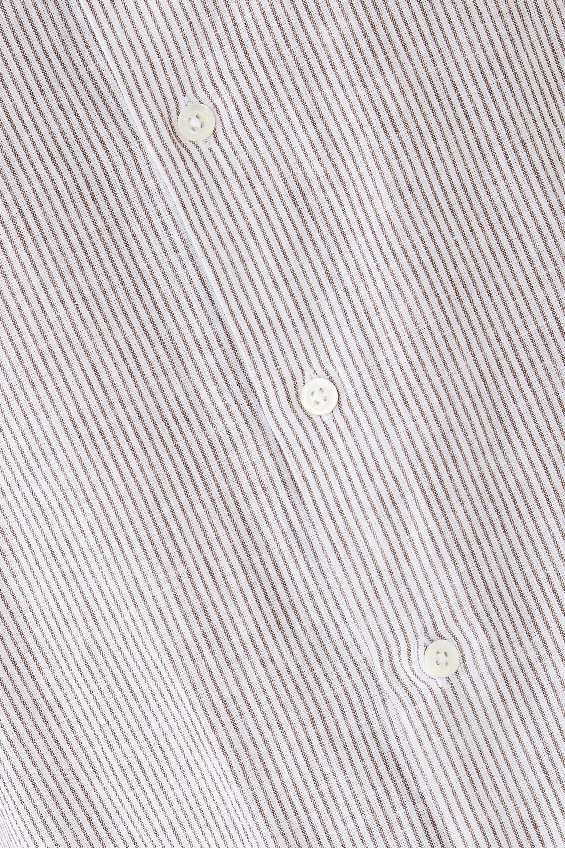 قميص مخطط مزيج قماش قنب وكتان