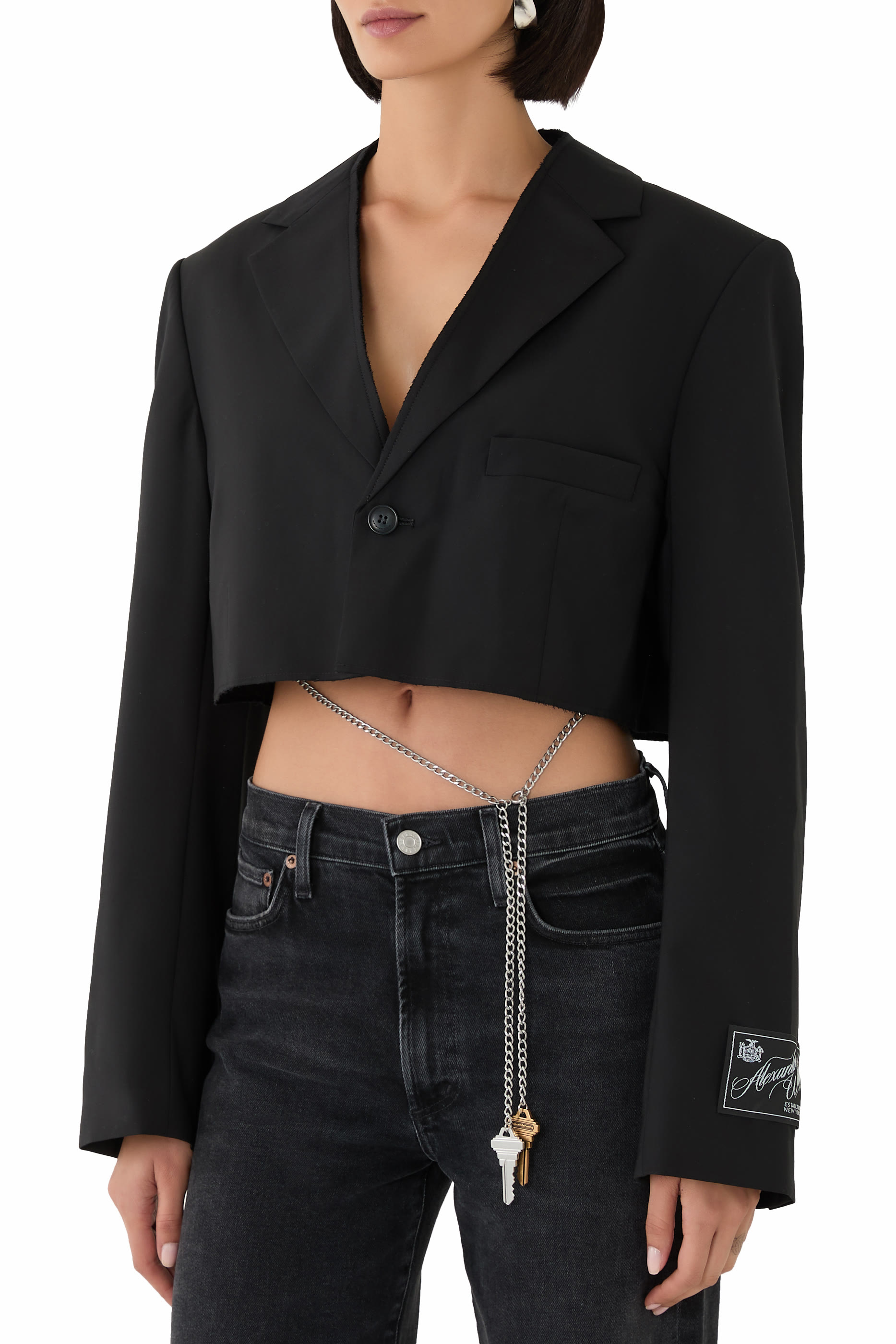 بليزر بحافة منسلة مزيج صوف