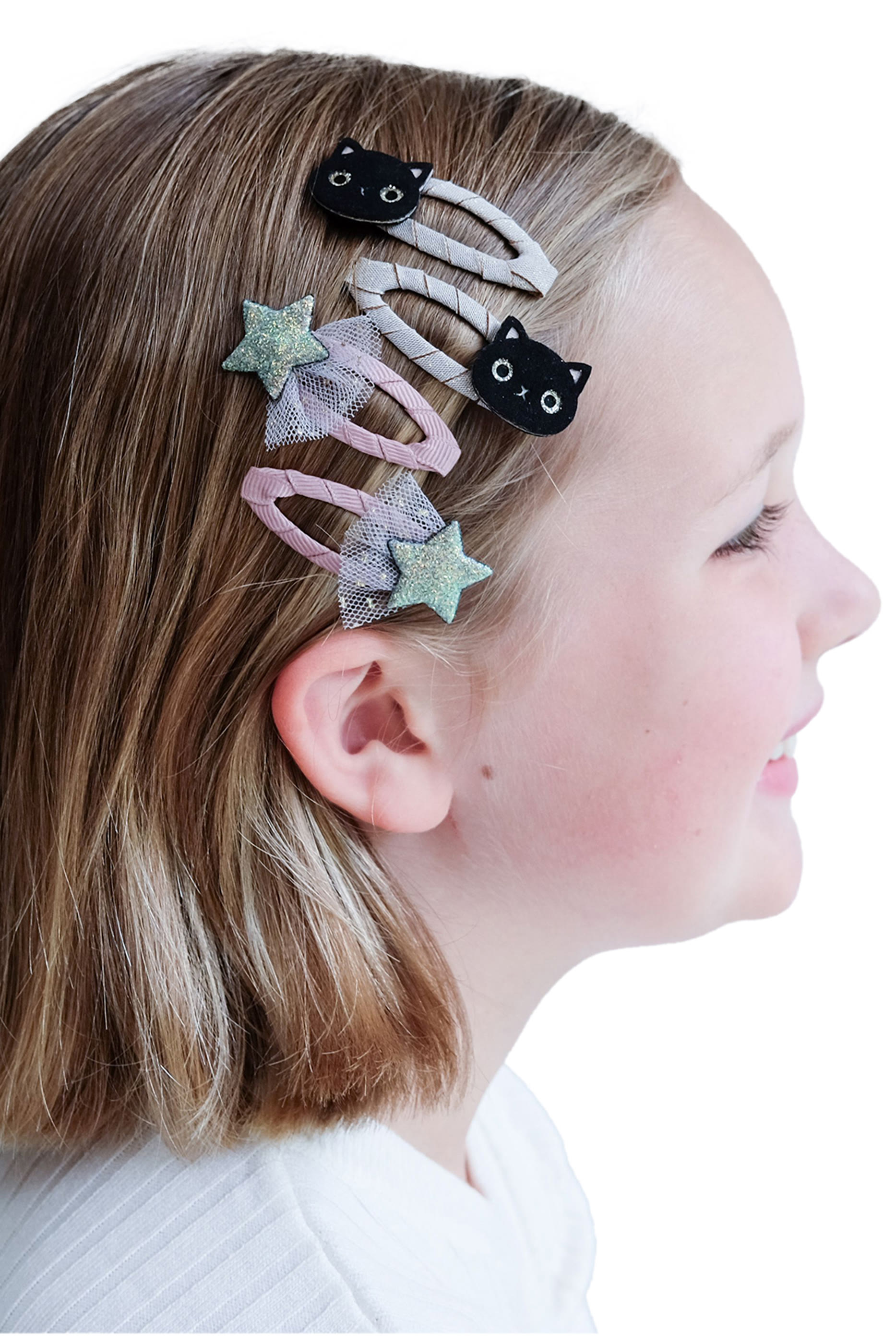 مشابك شعر بتصميم قط للأطفال