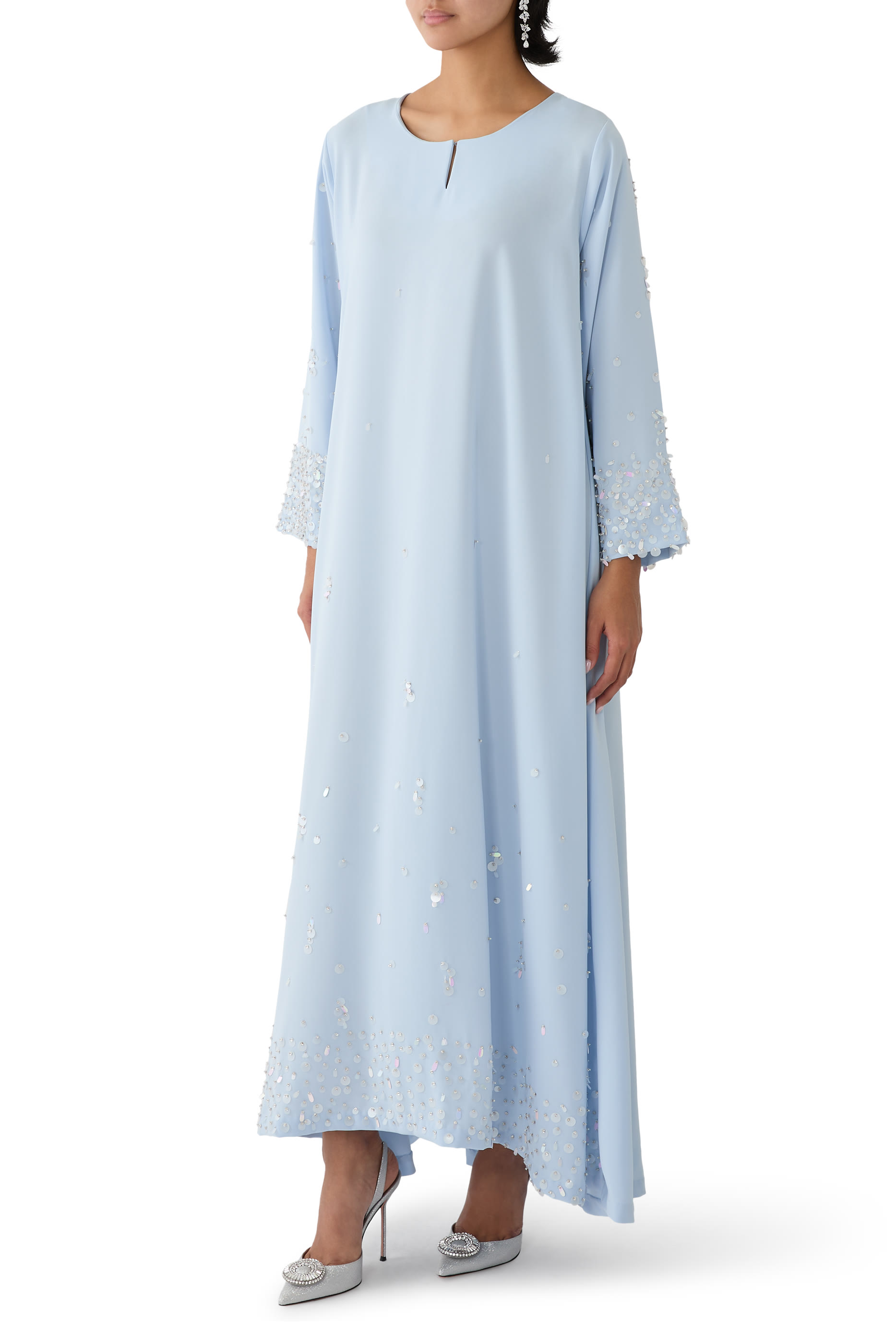 فستان مزين بترتر بتصميم متناثر