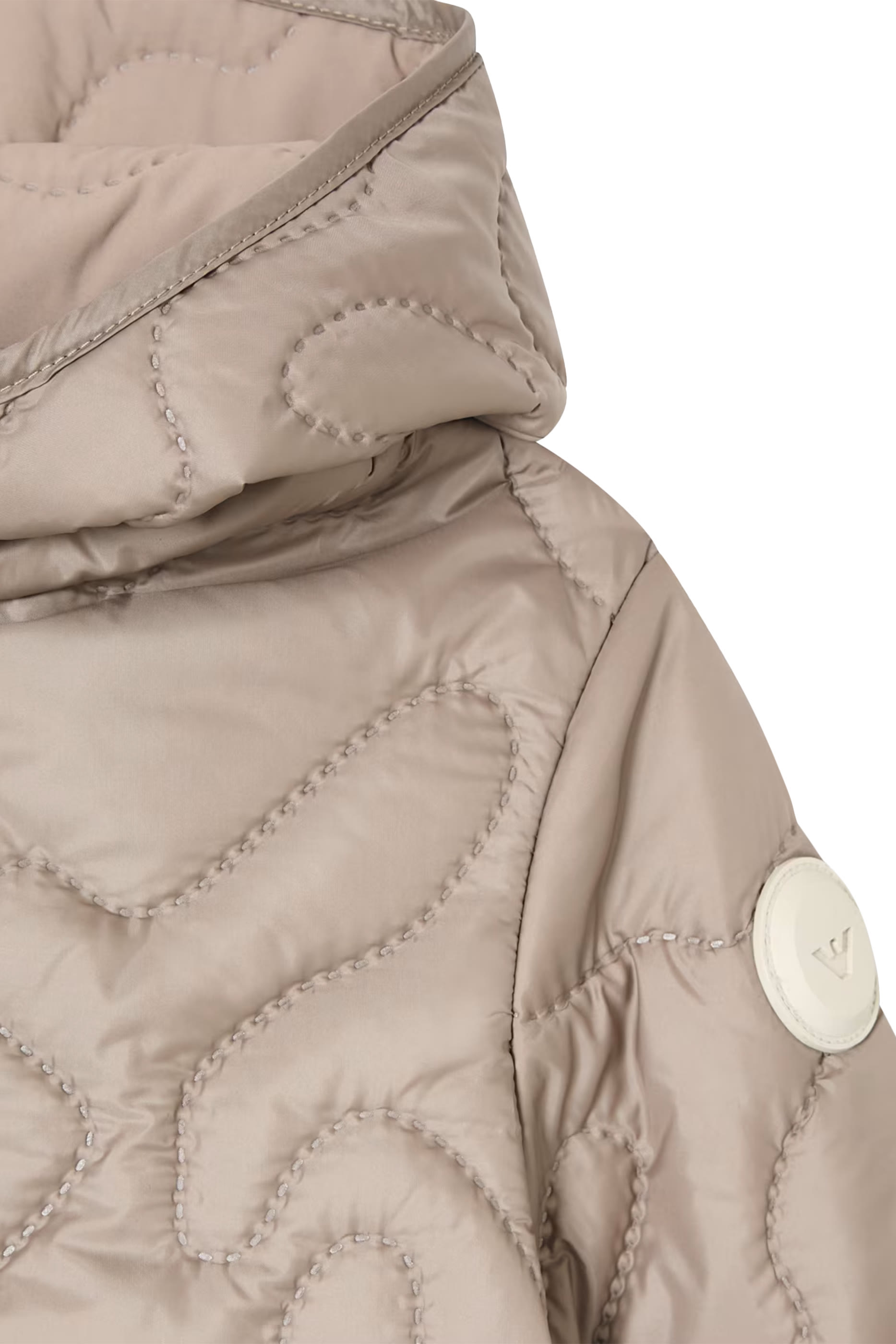 جاكيت مبطن بغطاء رأس وشعار الماركة للأطفال