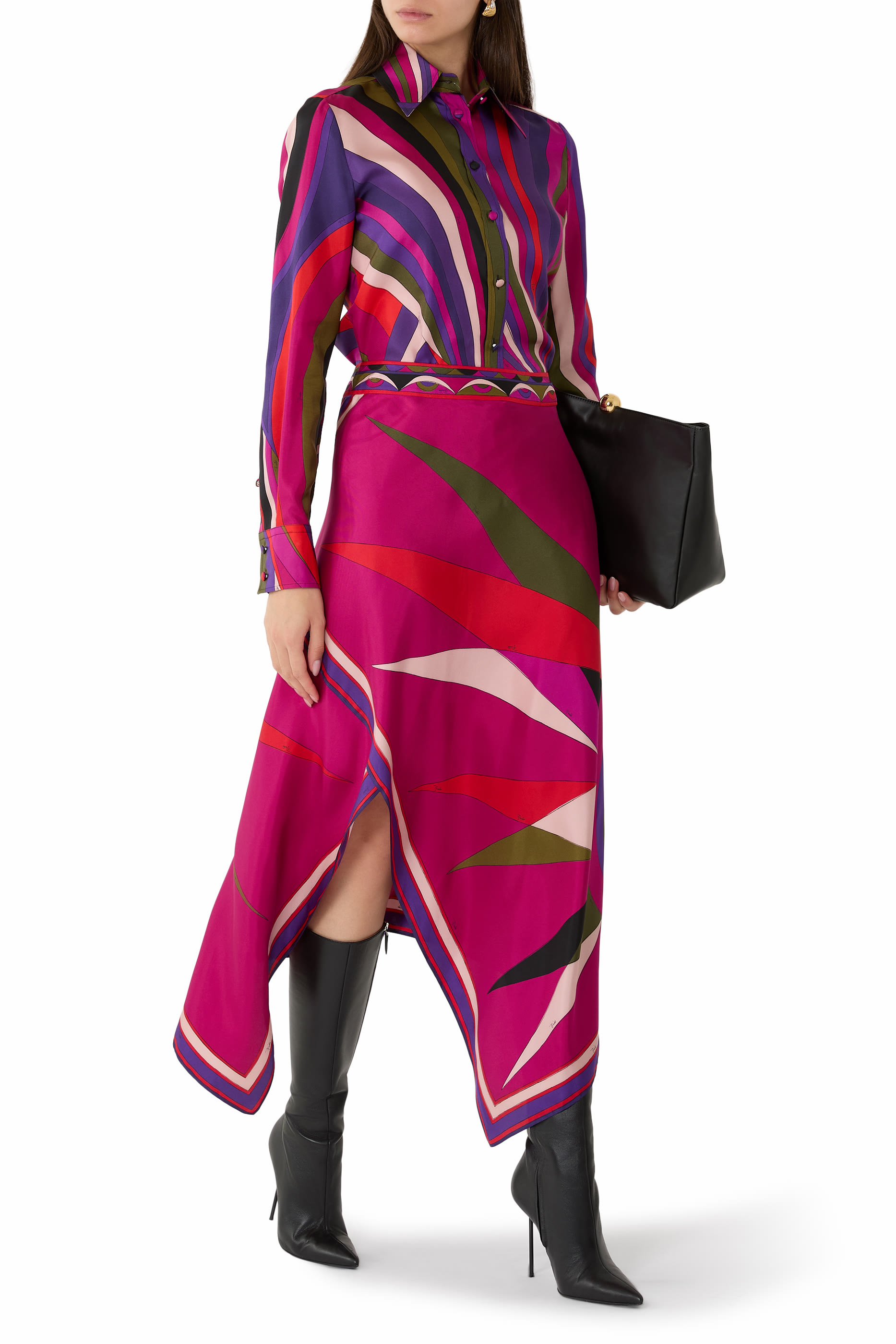 تنورة متوسطة الطول بتصميم غير متماثل بنقشة هاواي