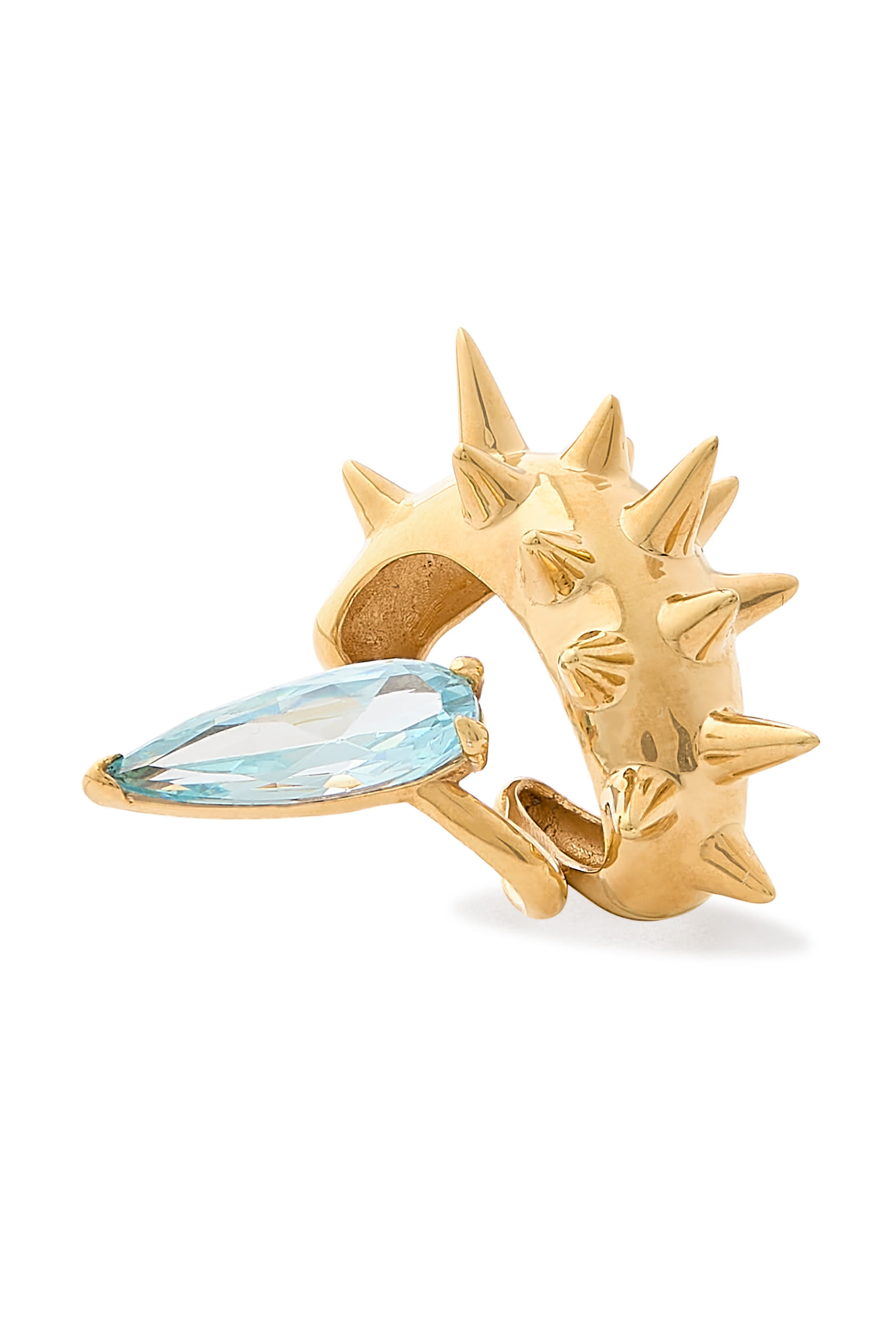 قرط اليان صغير بتفاصيل مدببة مزين بكريستال، فضة إسترلينية 925