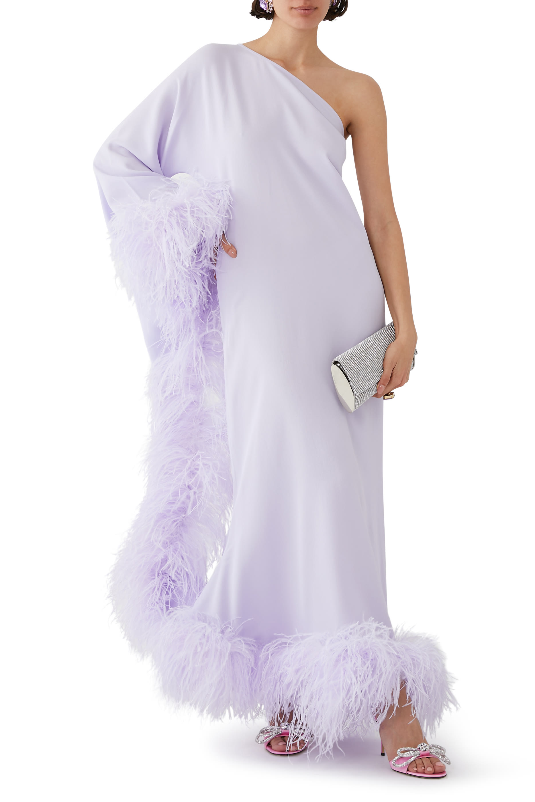 فستان أوبود بحافة ريش