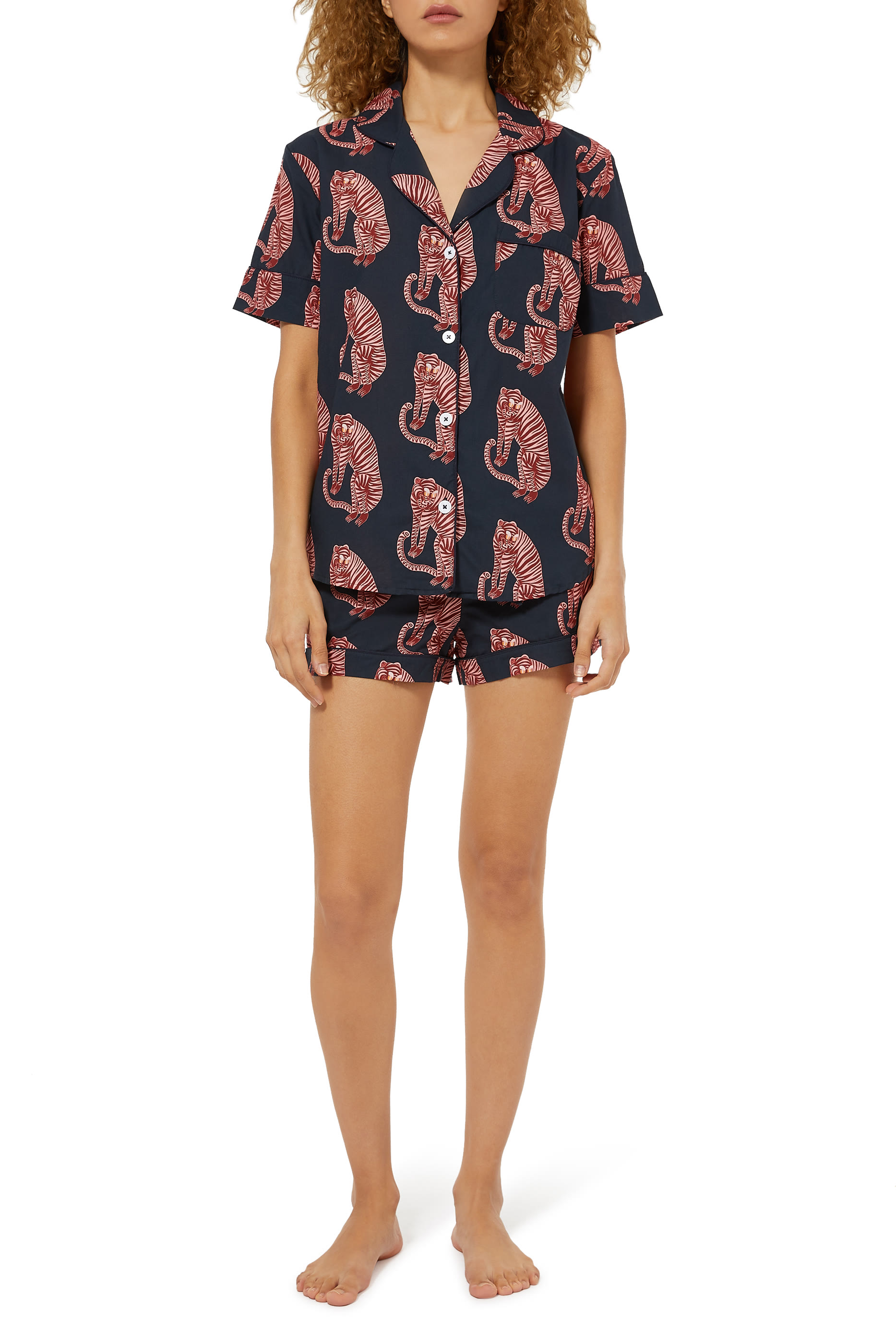 طقم بيجاما سانسيندو قطن بطبعة نمر