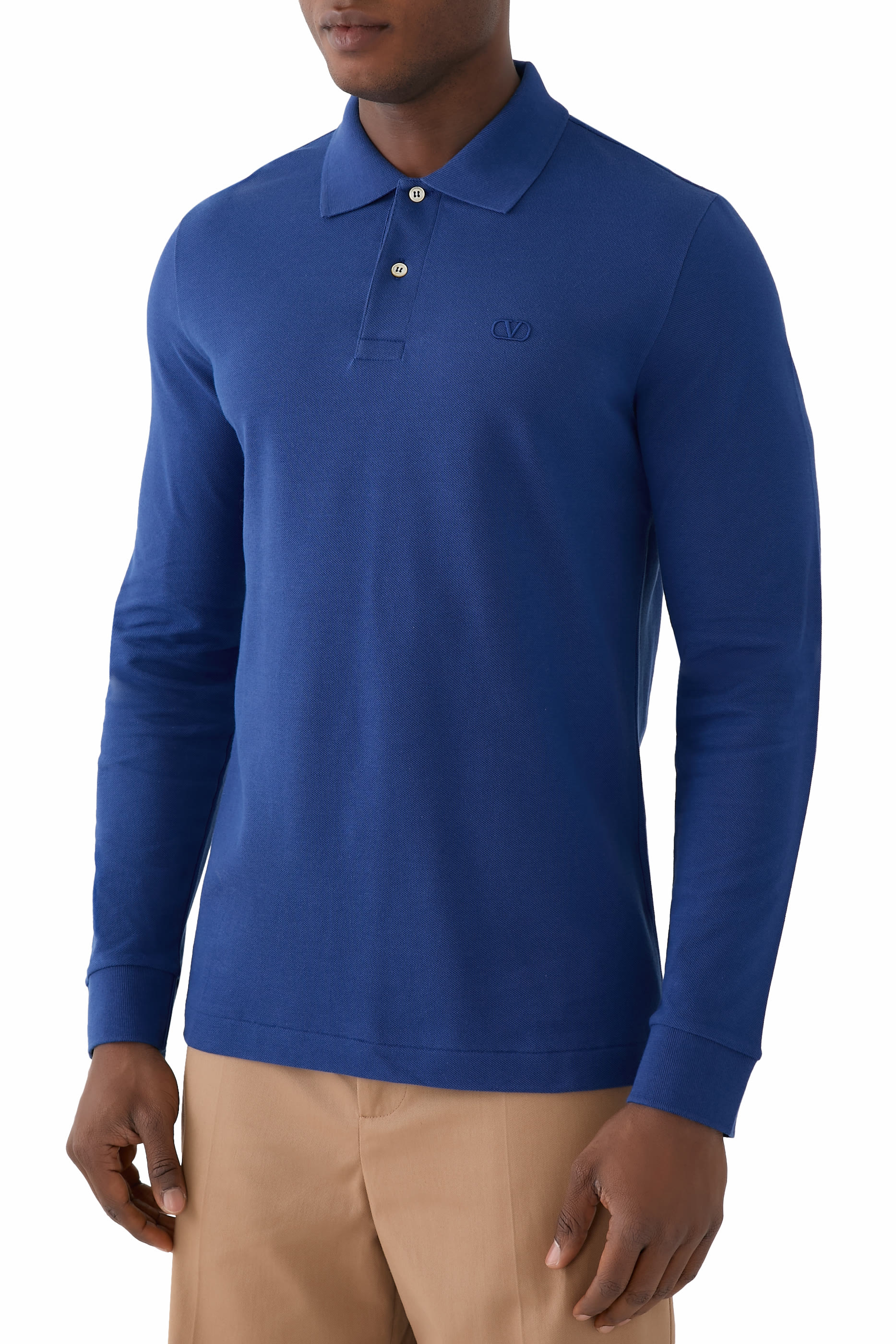 قميص بولو مطرز بشعار الماركة قطن