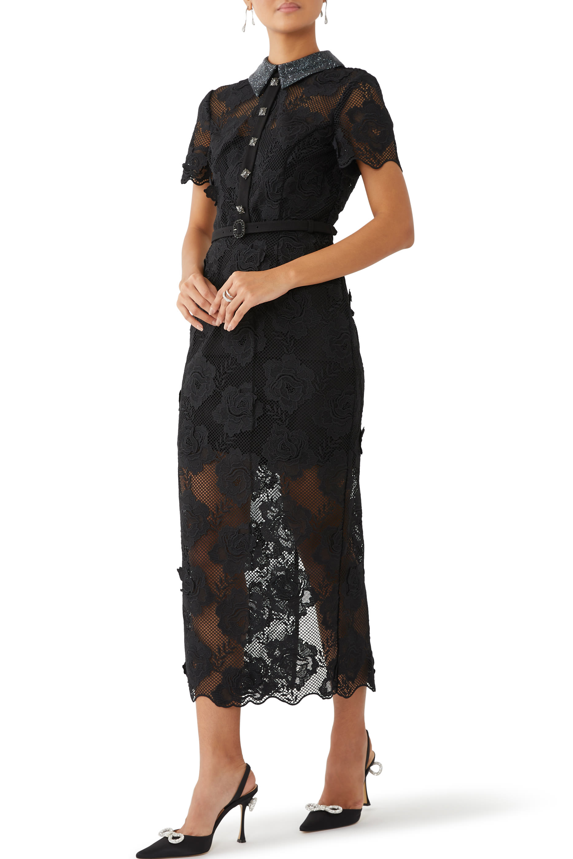 فستان دانتيل ديامانتي متوسط ​​الطول