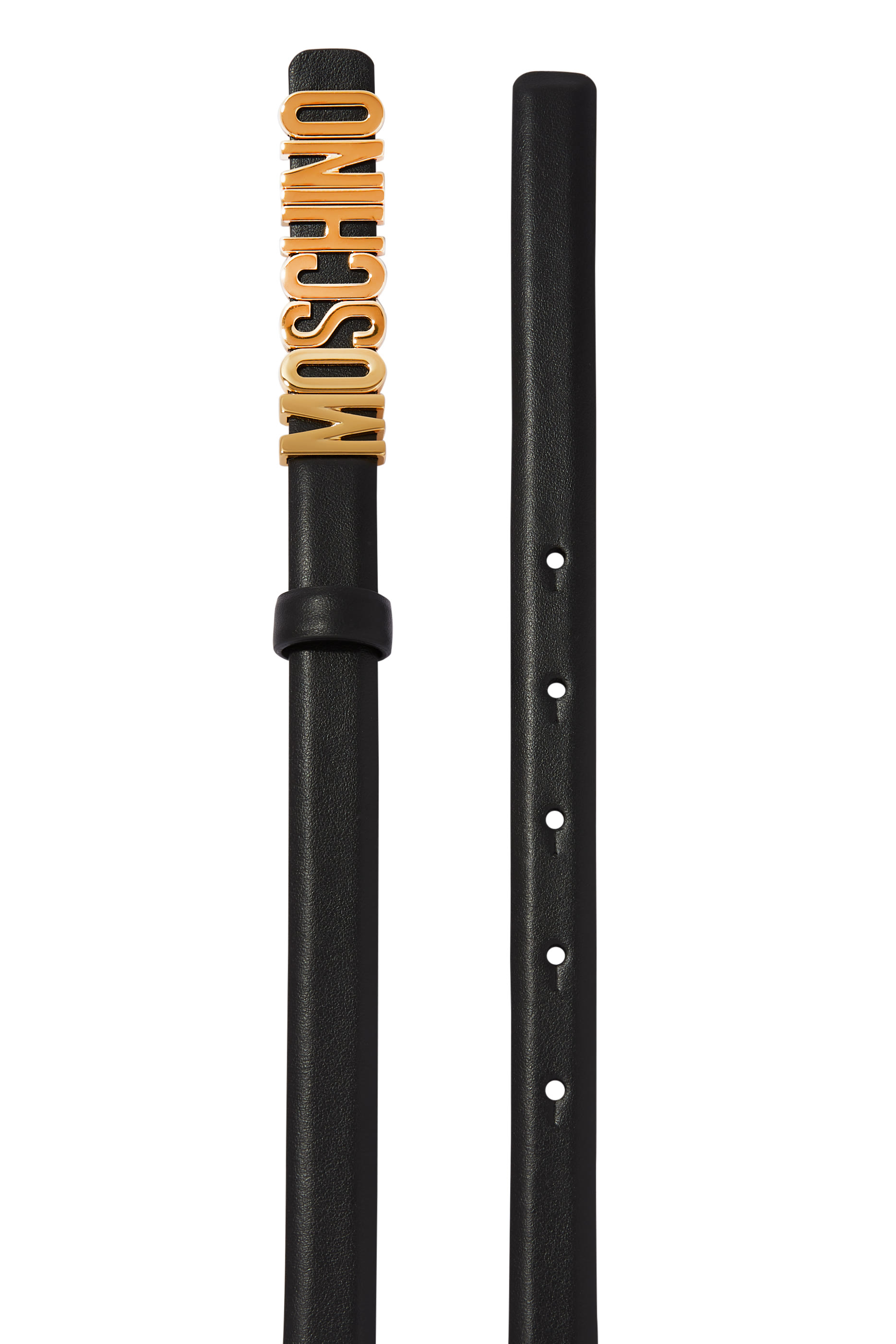 حزام رفيع مزين بحلية بشعار الماركة