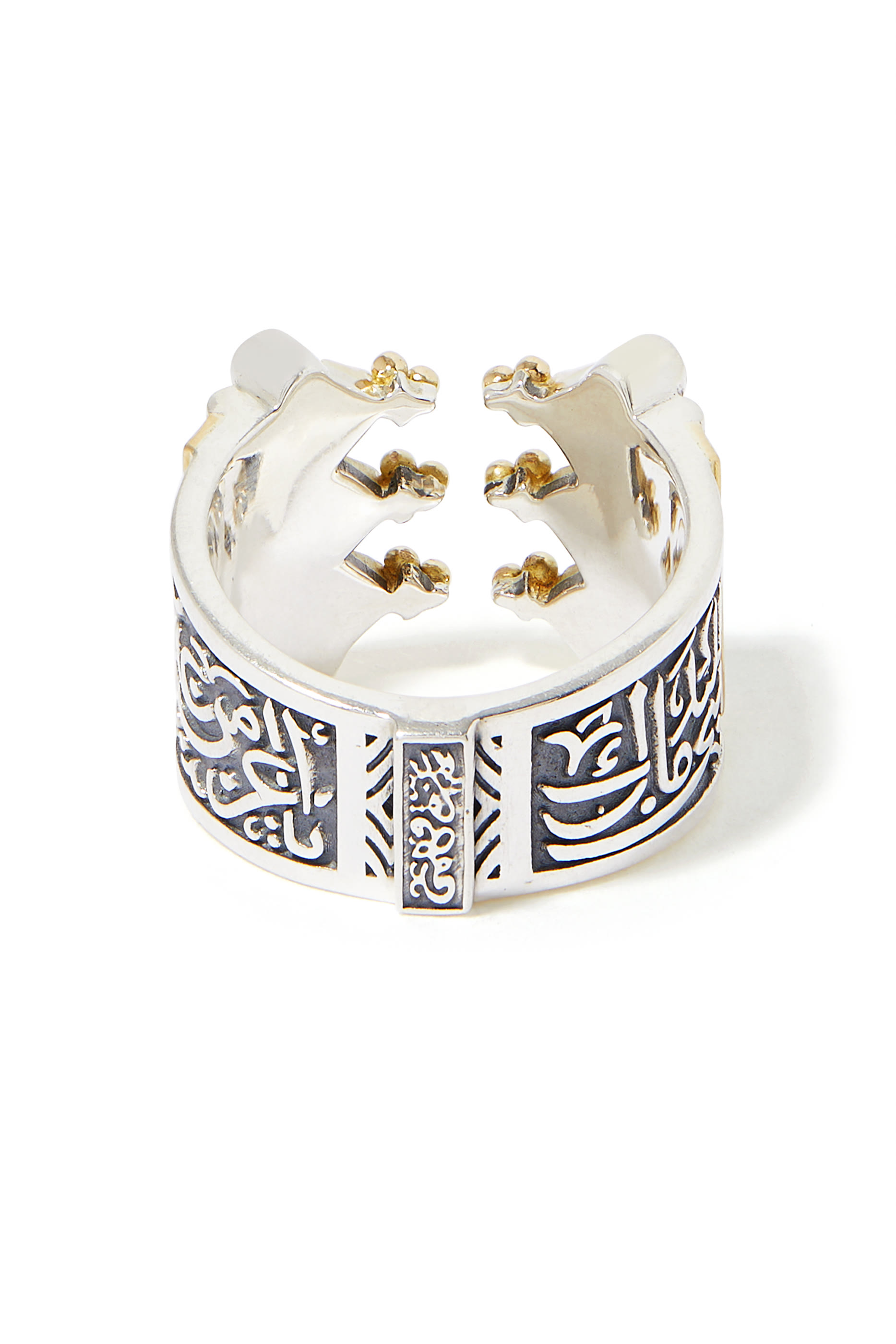 خاتم كلاسيكي مرصع بأحجار إسبنيل ذهب أصفر عيار 18 وفضة إسترلينية