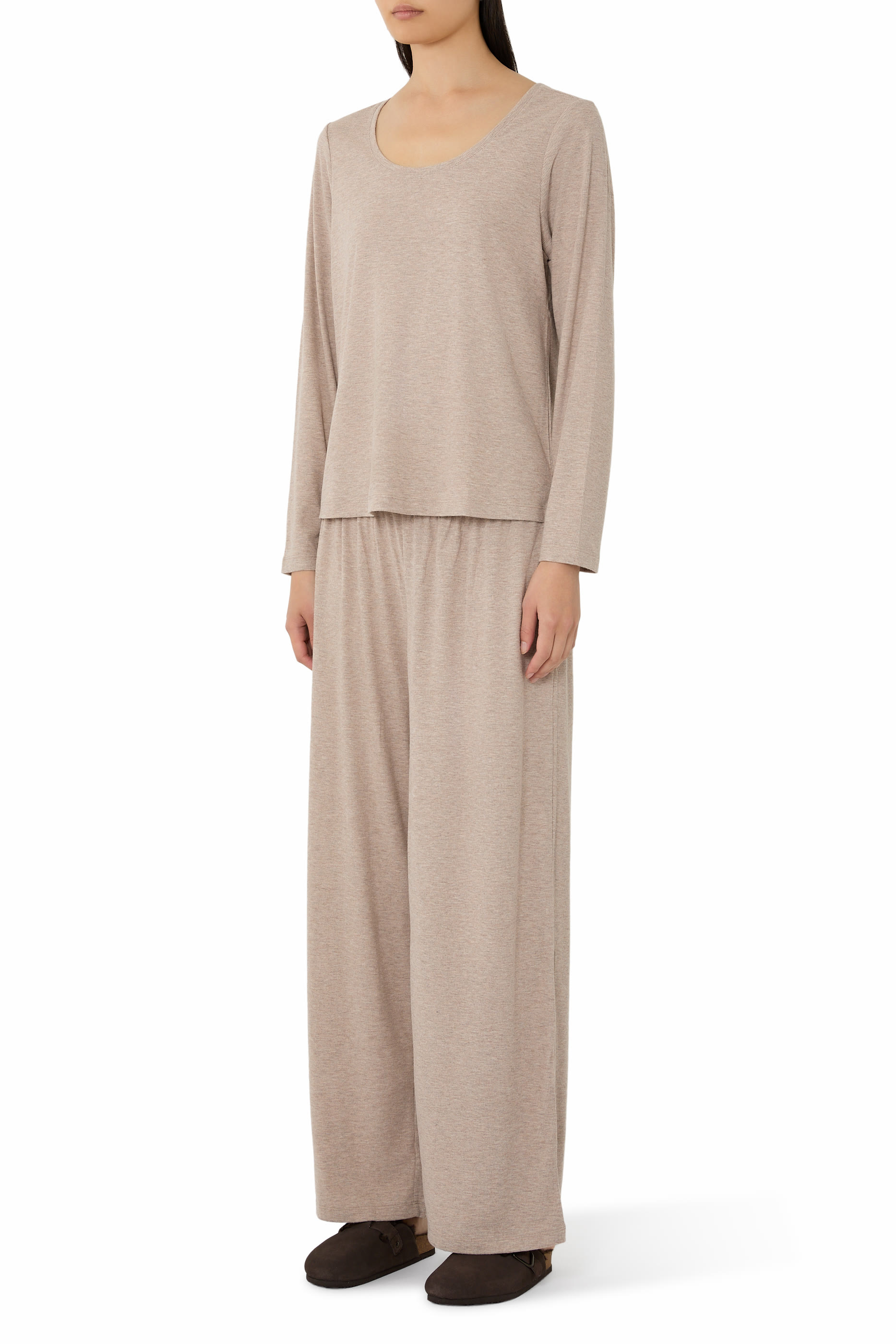 طقم بيجامة للبيت نسيج مضلع فائق النعومة