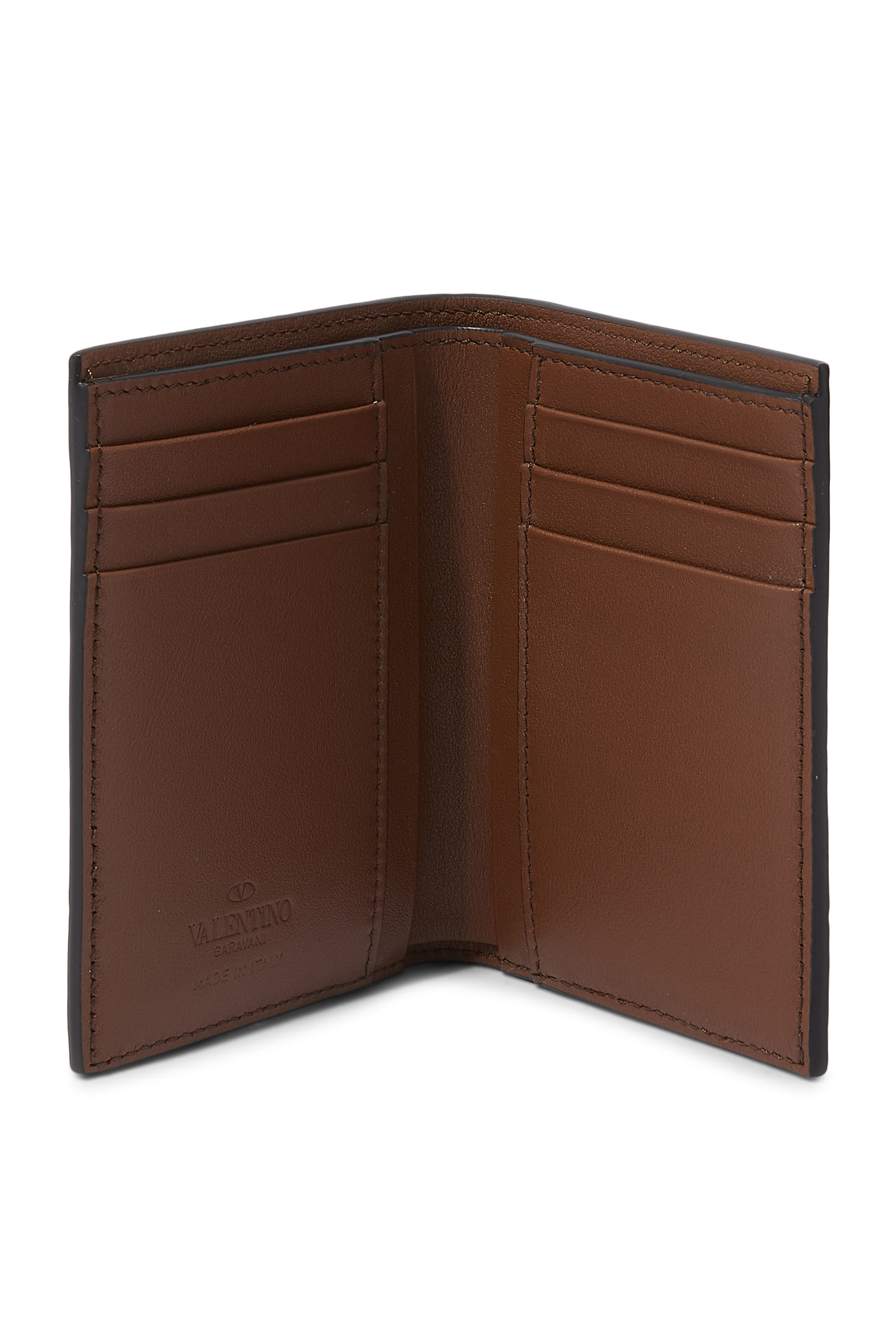 حافظة بطاقات كبيرة بتصميم منقط وحلية شعار V