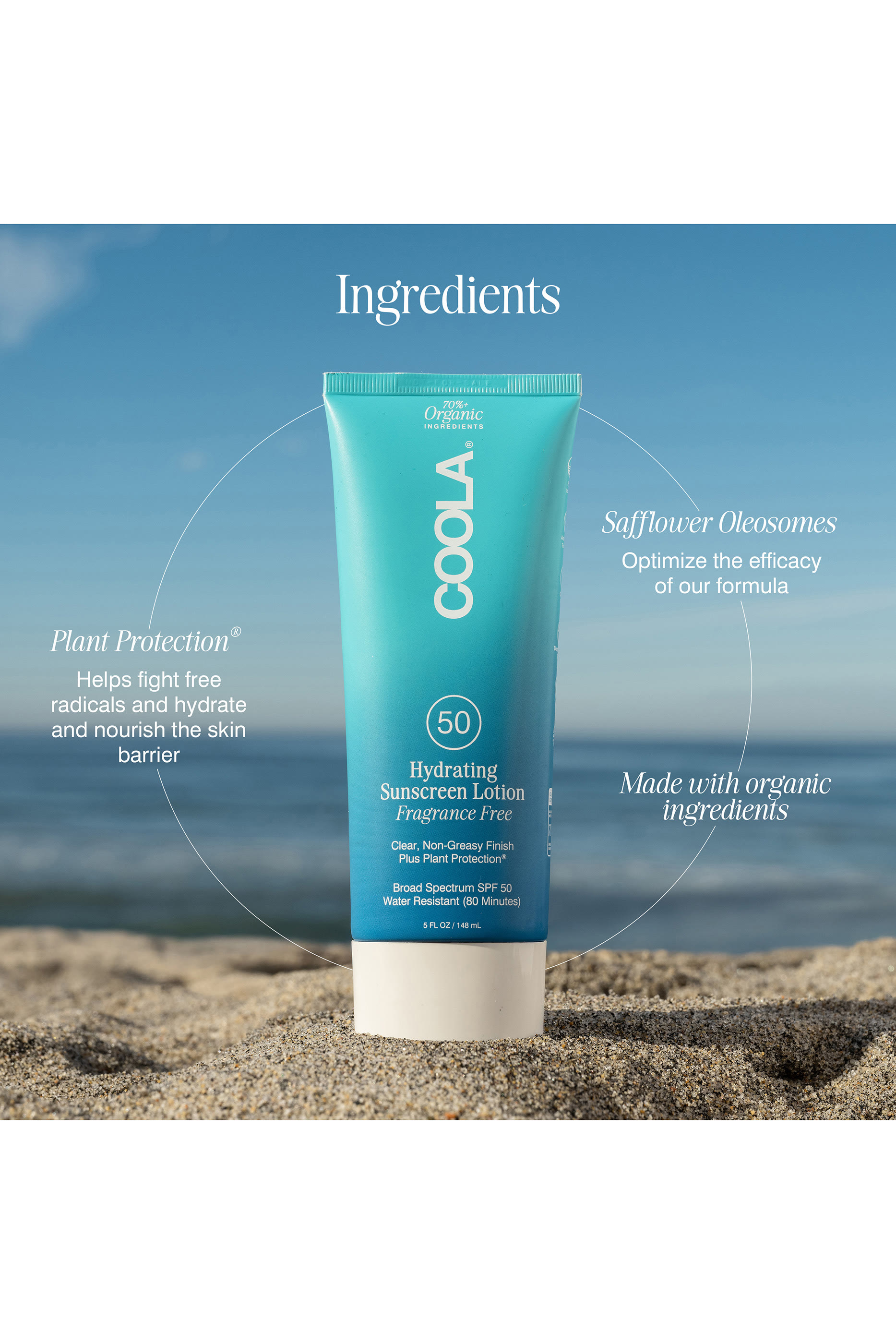 لوشن كلاسيك عضوي لحماية الجسم من الشمس غير معطر SPF50