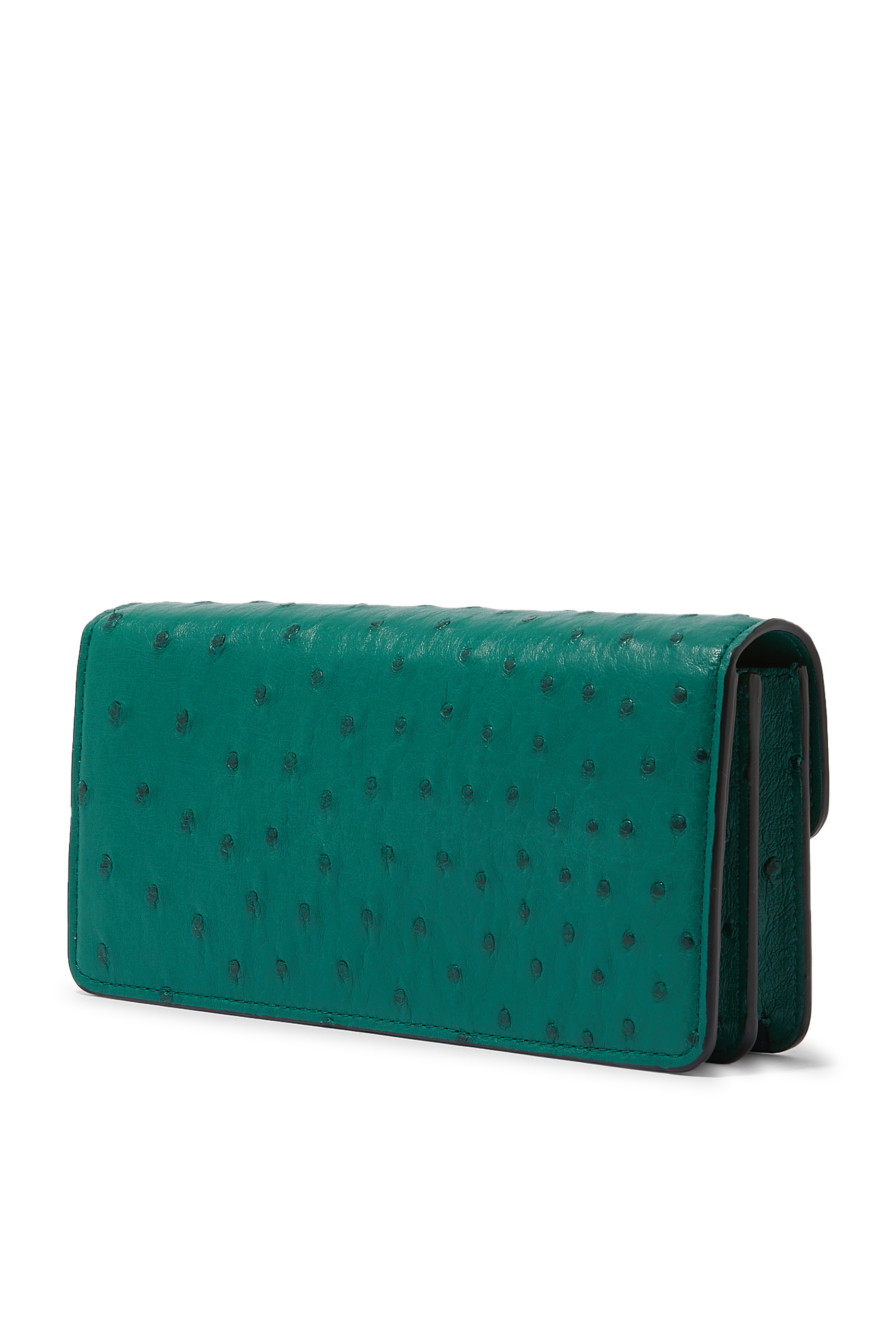 محفظة فالنتينو غارافاني جلد نعام بشعار V وسلسلة