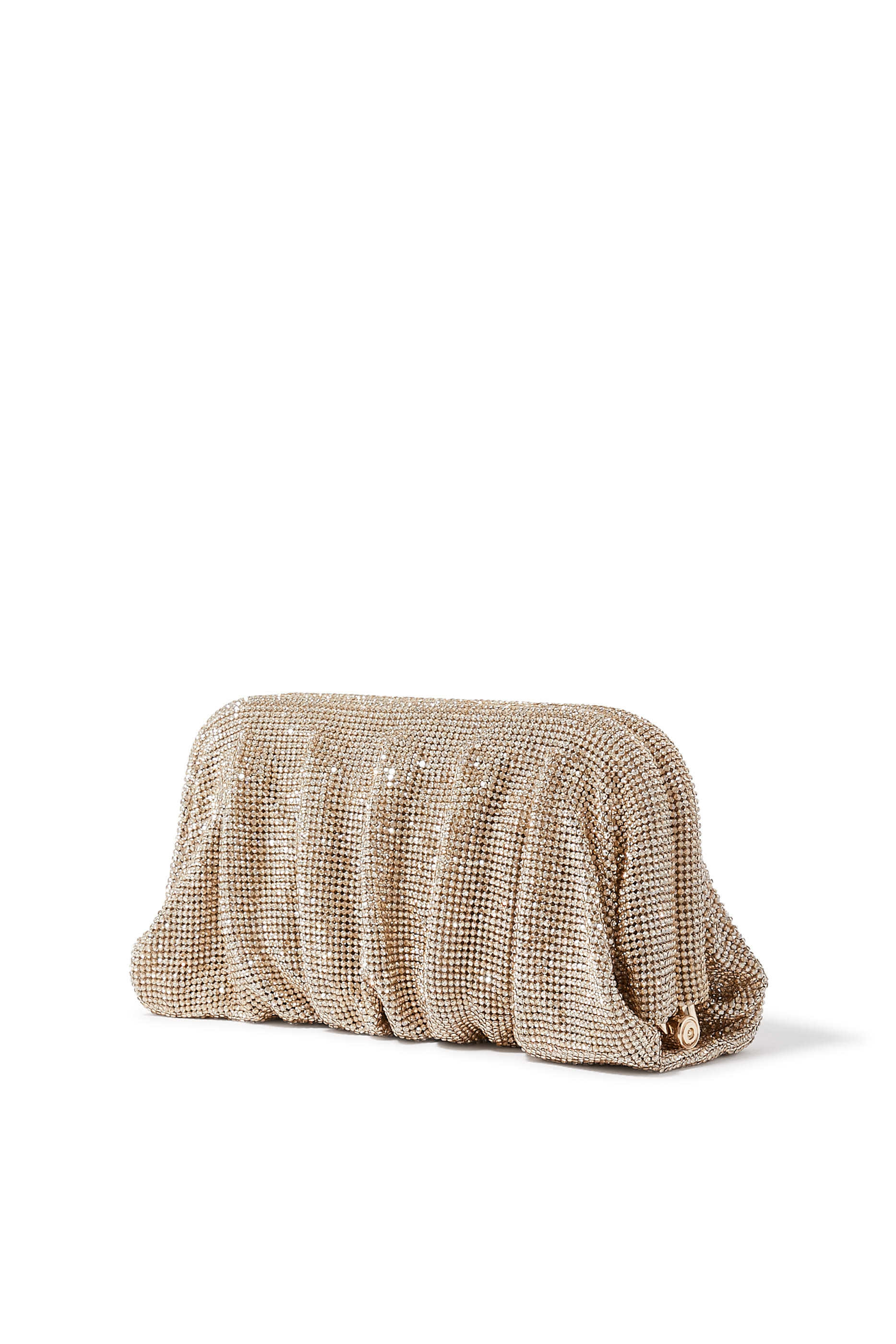 حقيبة كلاتش فينوس لا غروند قماش شبكي مرصعة بأحجار الراين وكريستال