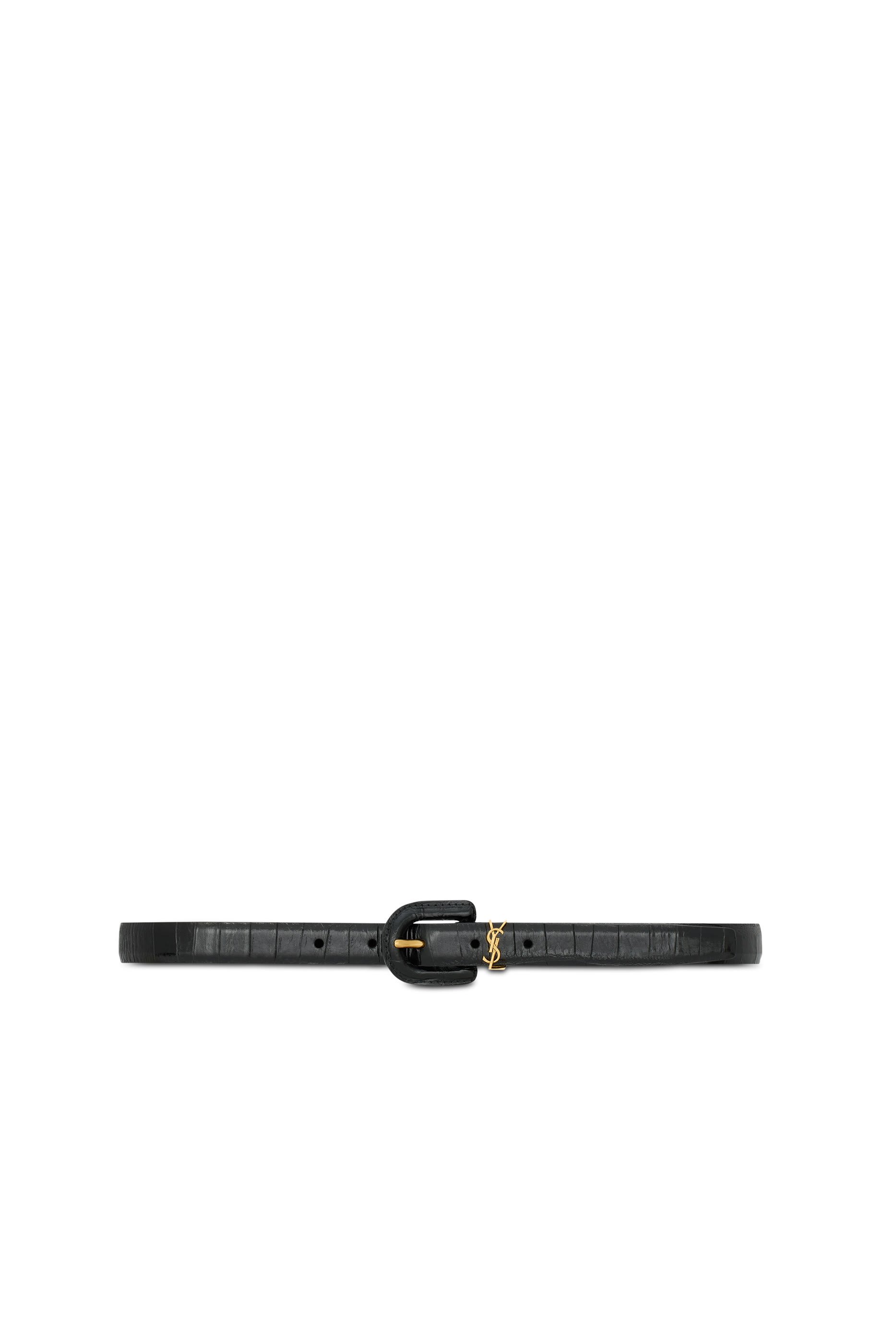 حزام رفيع بشعار كاسندر وإبزيم مغلف على شكل حرف U