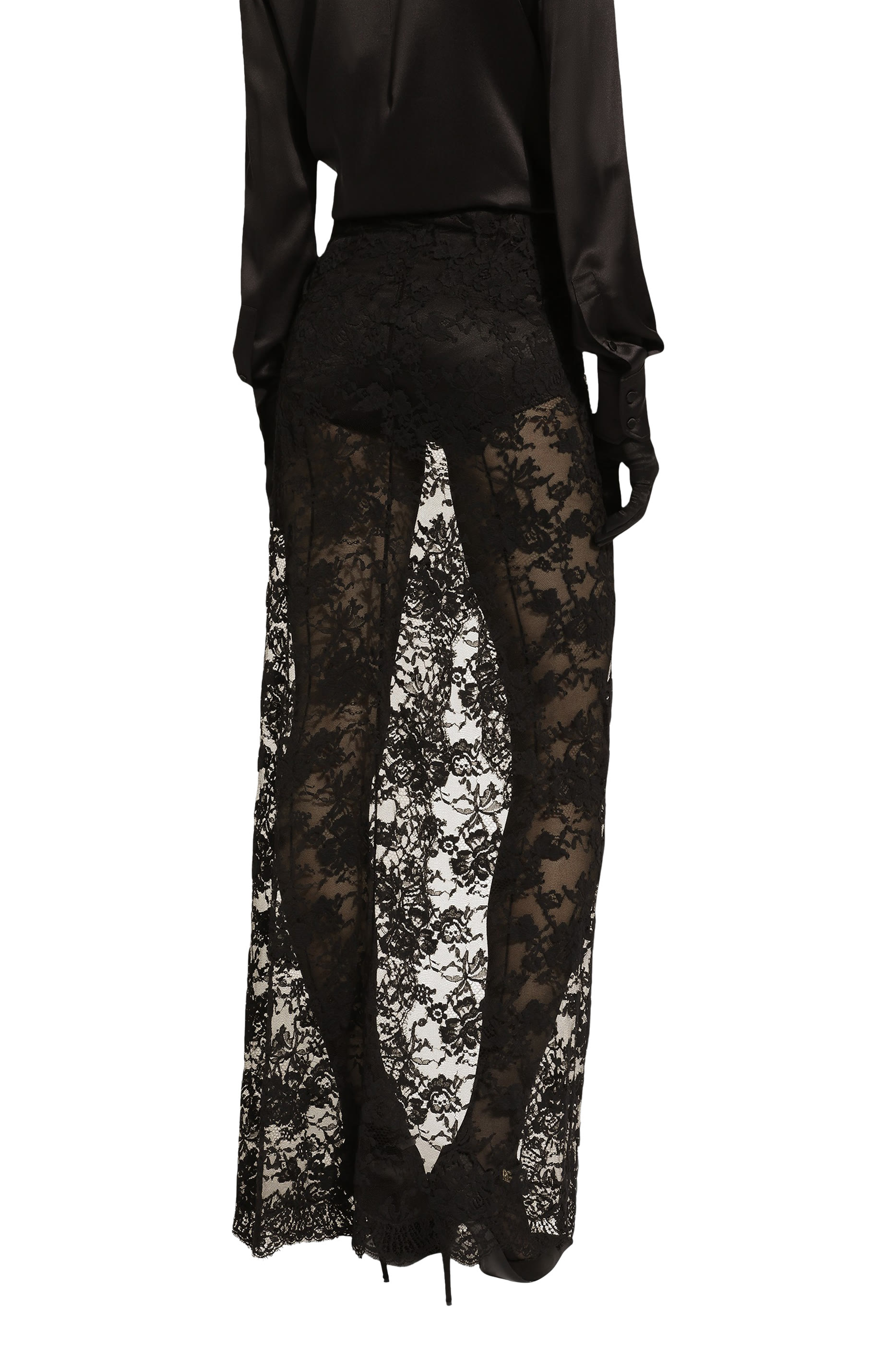 تنورة دانتيل شانتيلي طويلة